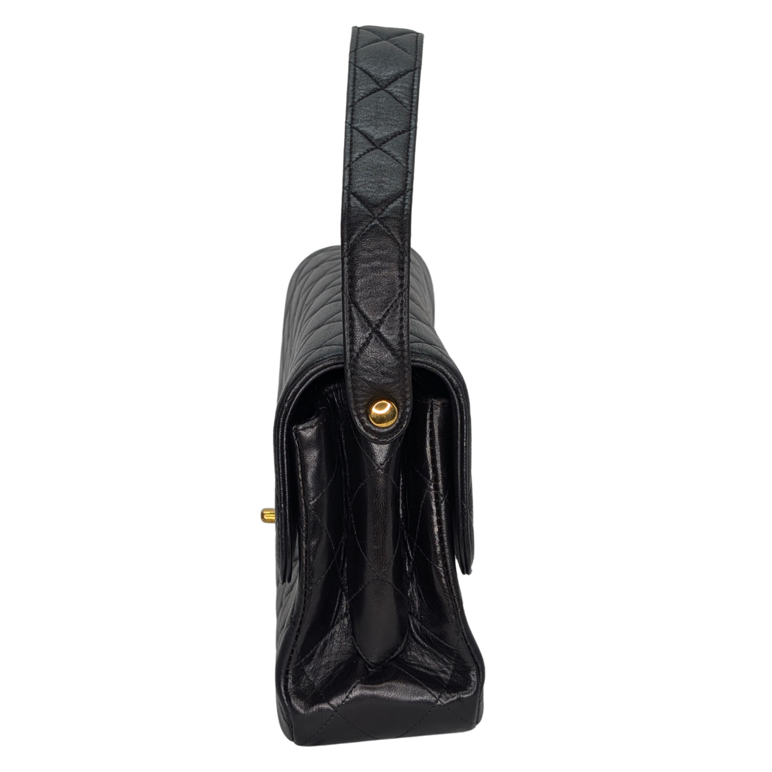 Chanel Lambskin Vintage Double Sided Classic Flap Handbag Black