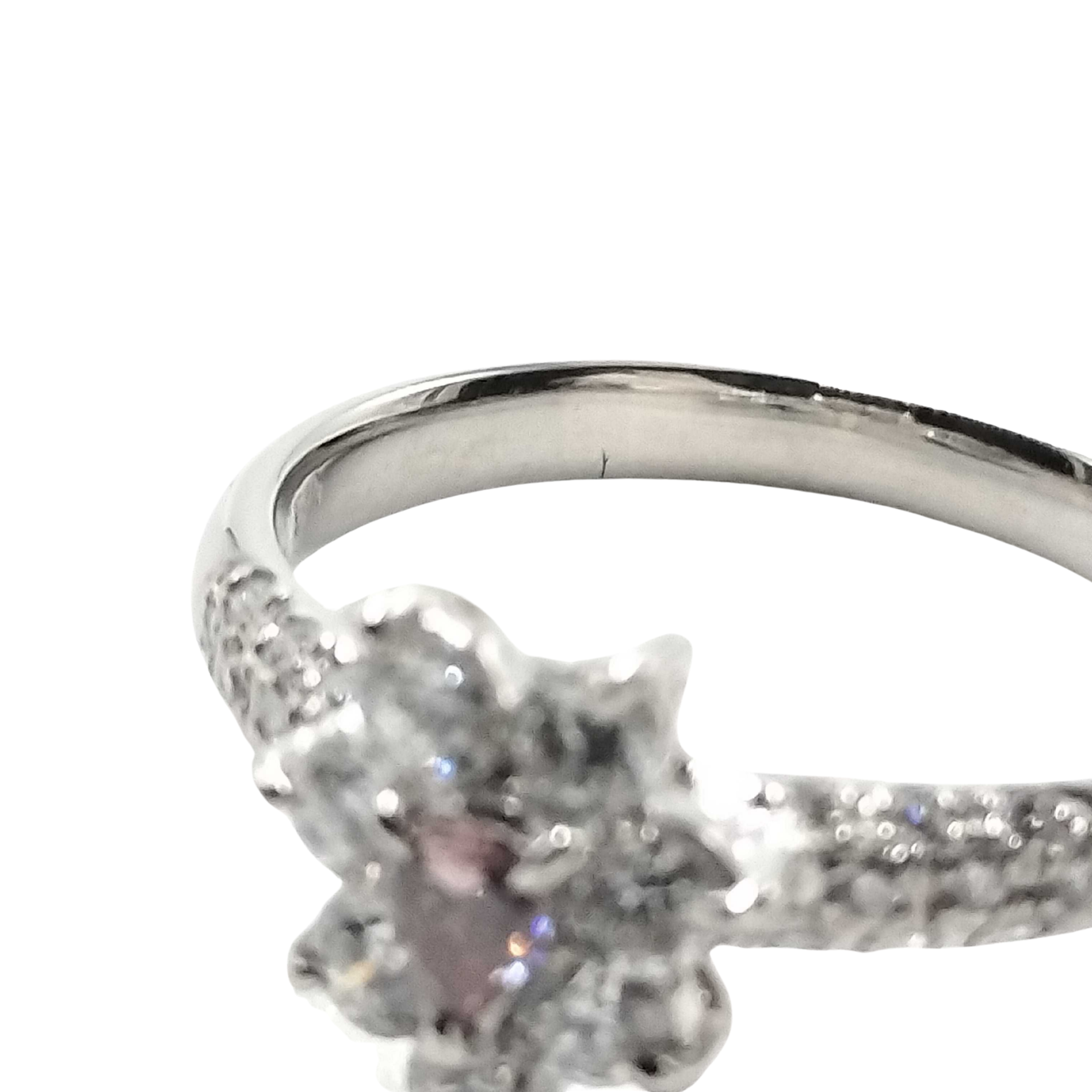 0.10Ct Natural Pink Diamond & 0.53Ct White Diamonds Floral Halo Ring In Platinum