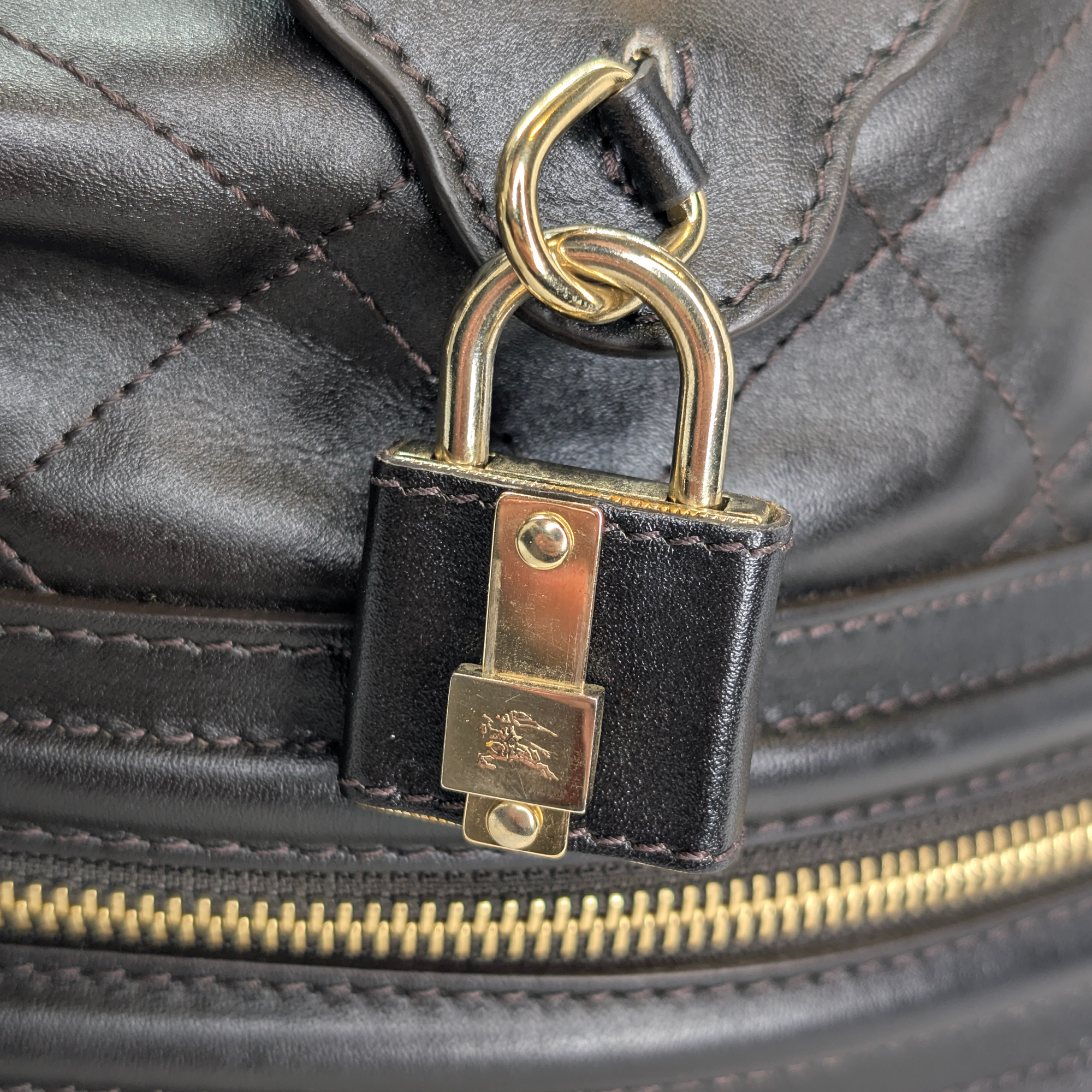 Burberry Quilted Manor Shoulder Bag Brown/Black