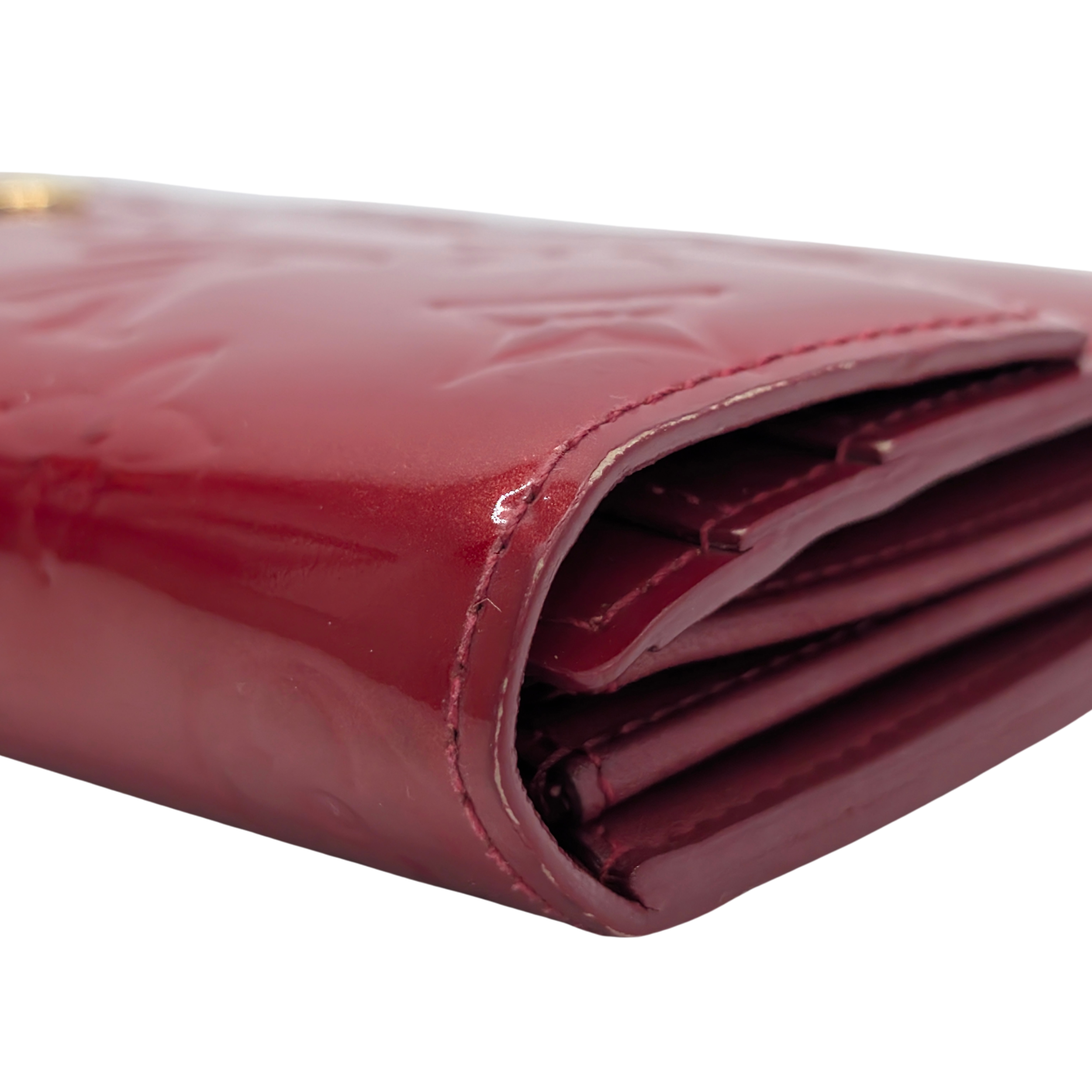 Louis Vuitton Sarah Long Wallet Vernis Leather Patent Red