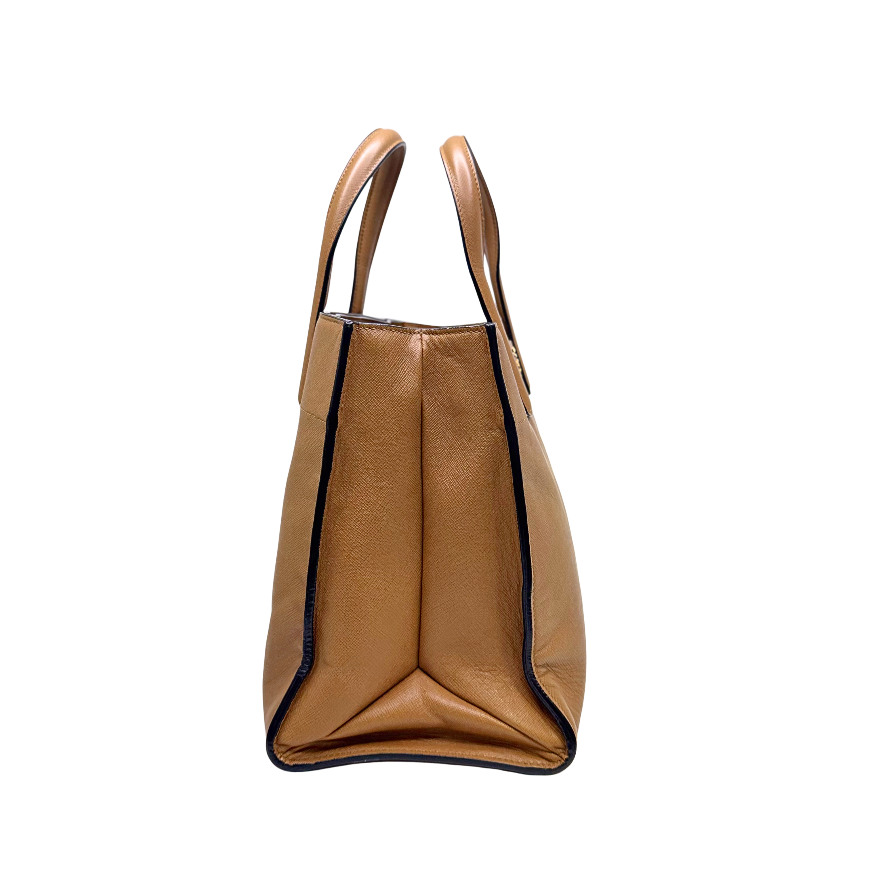 Prada Saffiano Handbag Leather Brown