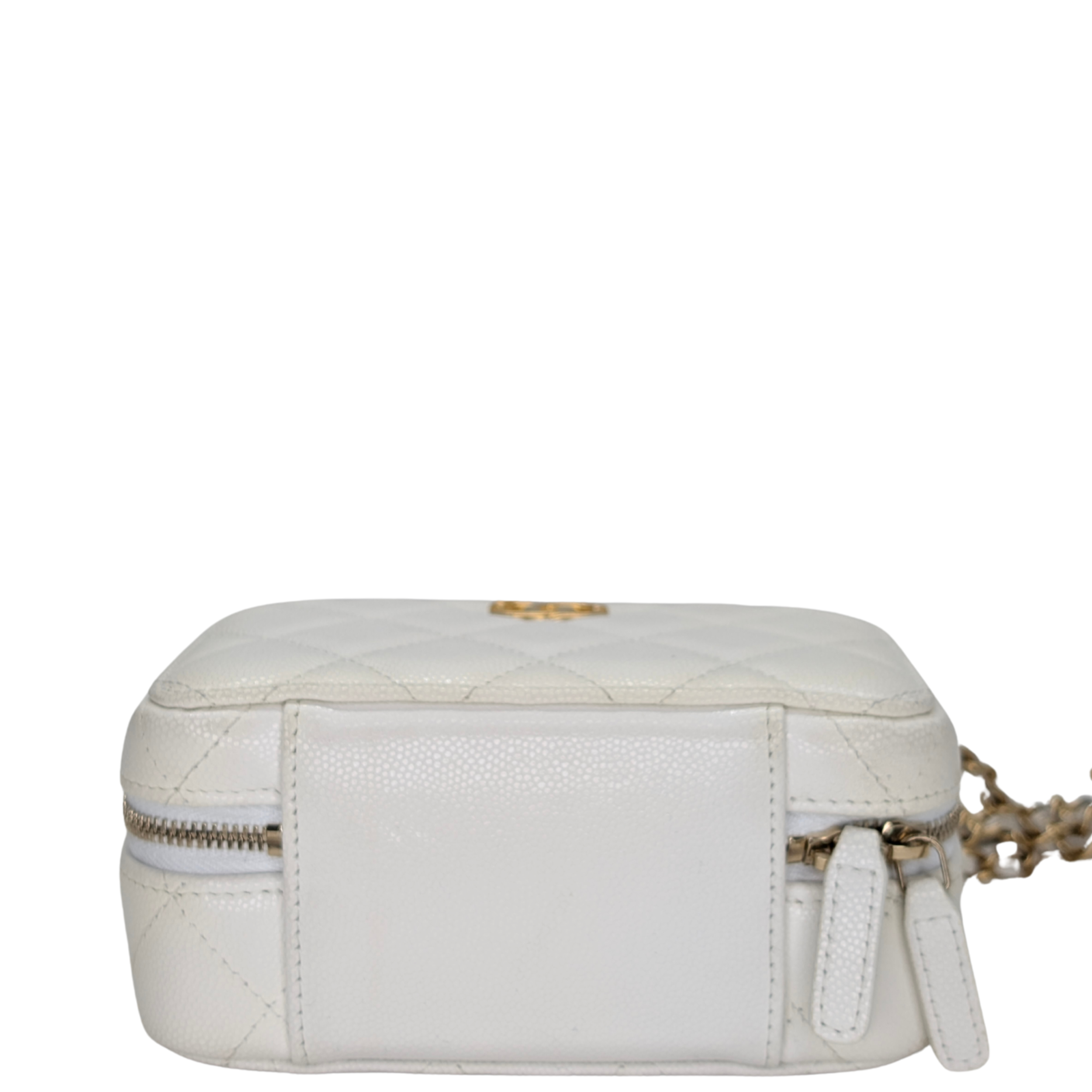 Chanel Mini Vanity with Chain Camera Bag Caviar White