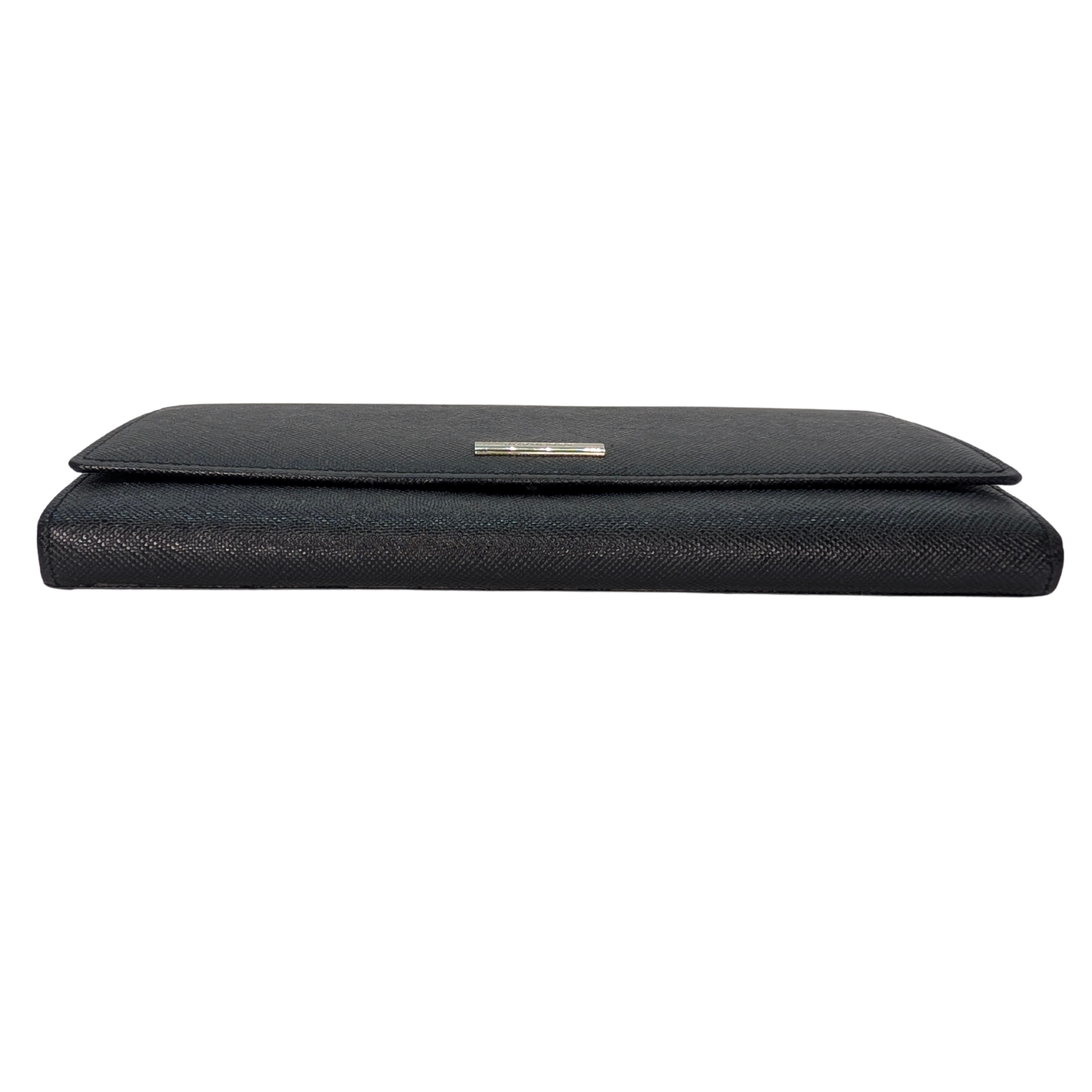 Burberry Black Long Wallet Leather Black