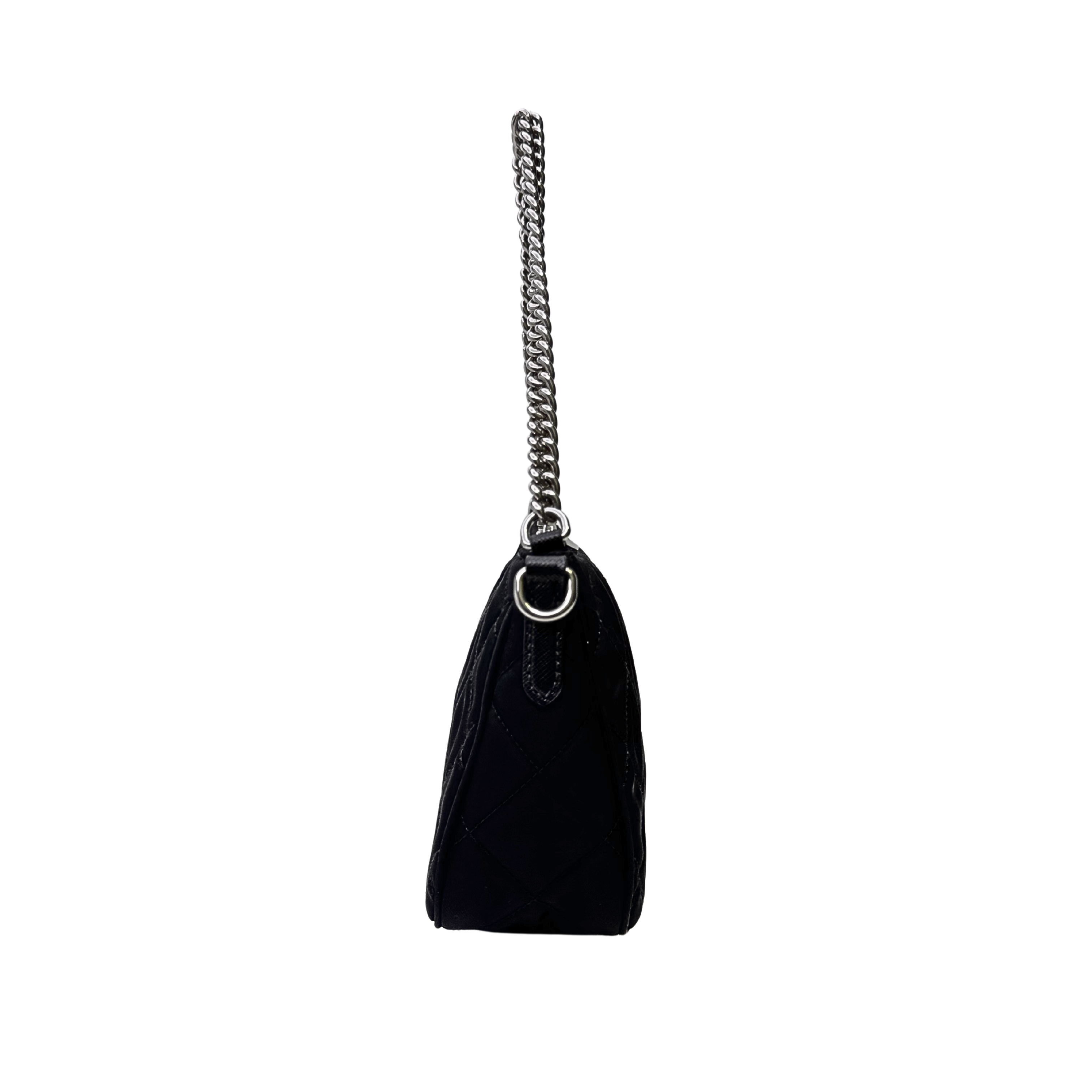 Prada Tessuto Quilted Chain Crossbody Bag Nylon Black