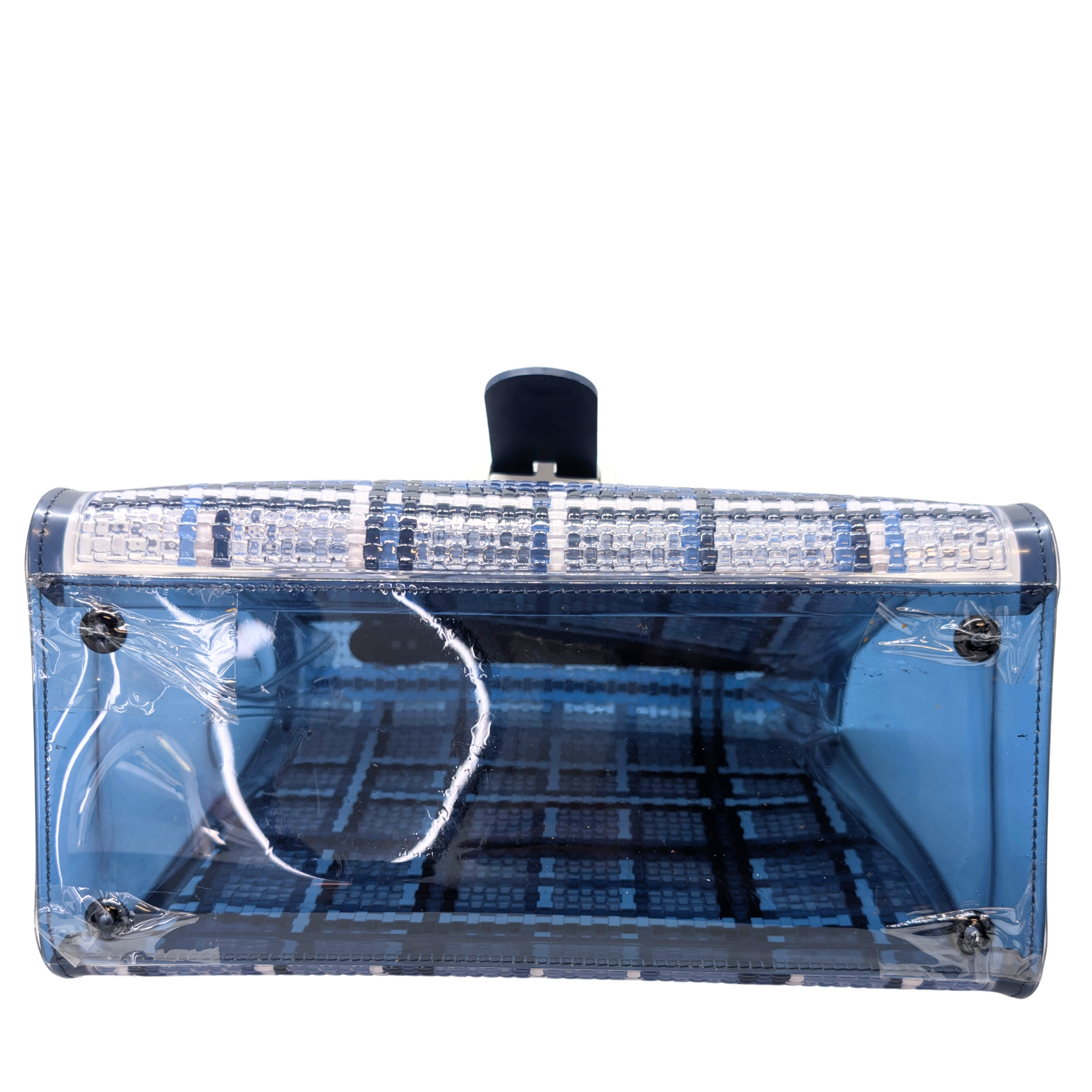 Delvaux Vinyl Gingham The Dreamer MM Brillant Satchel Bag Navy