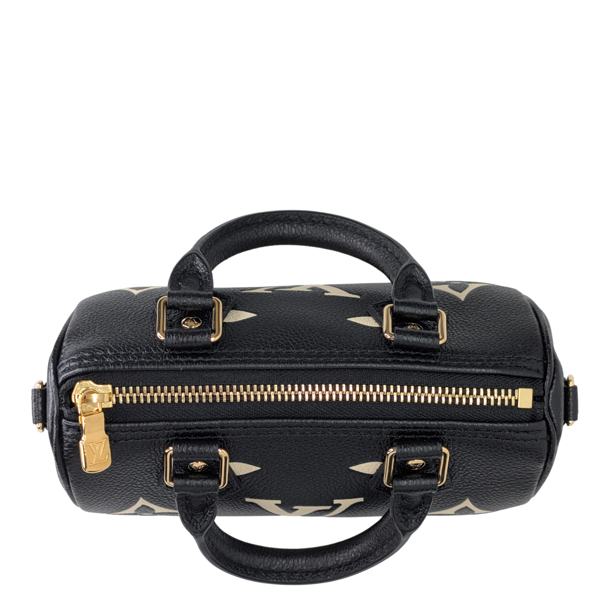 Louis Vuitton Nano Speedy Bicolor Monogram Giant Empreinte Leather Black