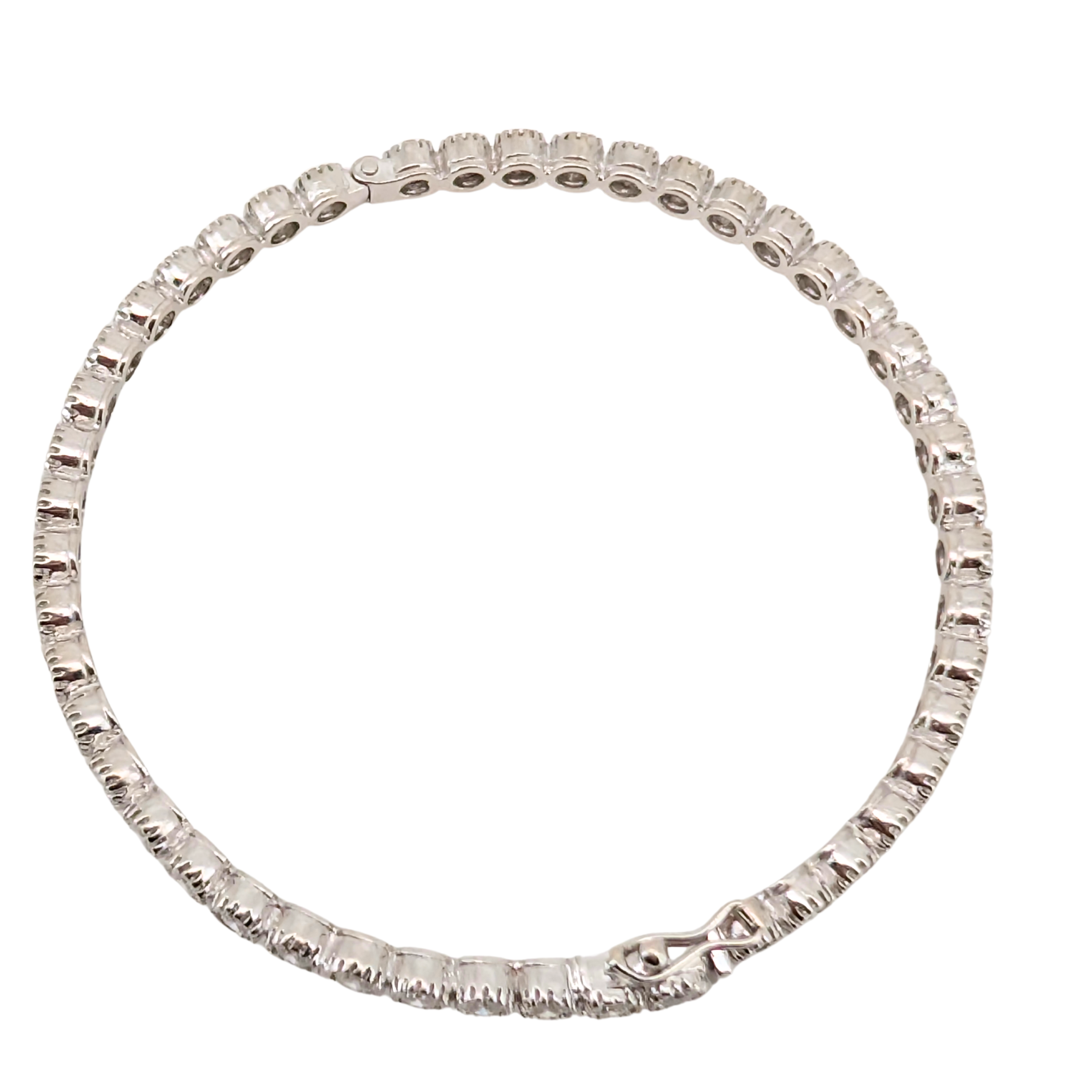 3.00Ct Natural Diamond Full Eternity Bangle In 18K White Gold