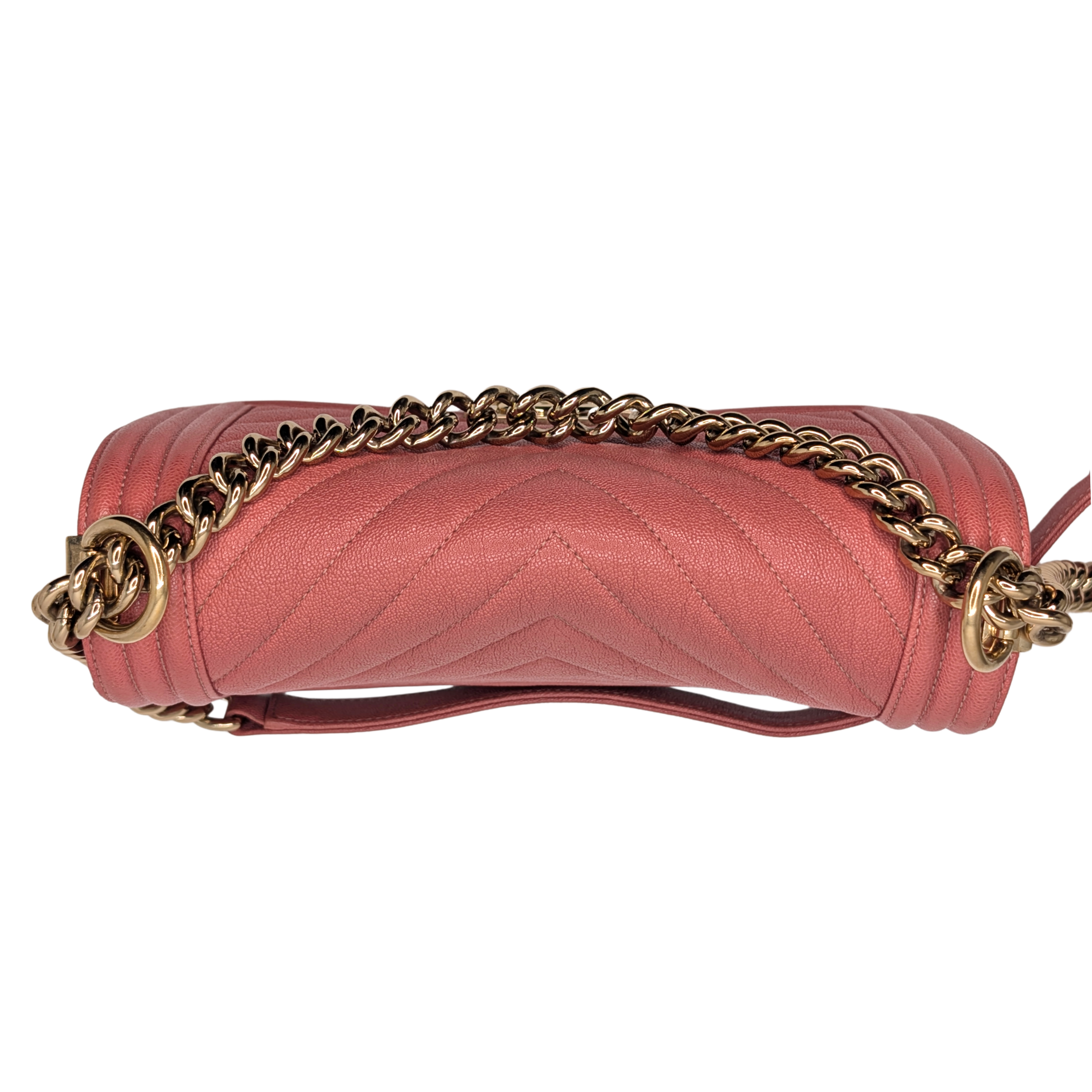 Chanel Caviar Chevron Quilted Medium Boy Flap Pink