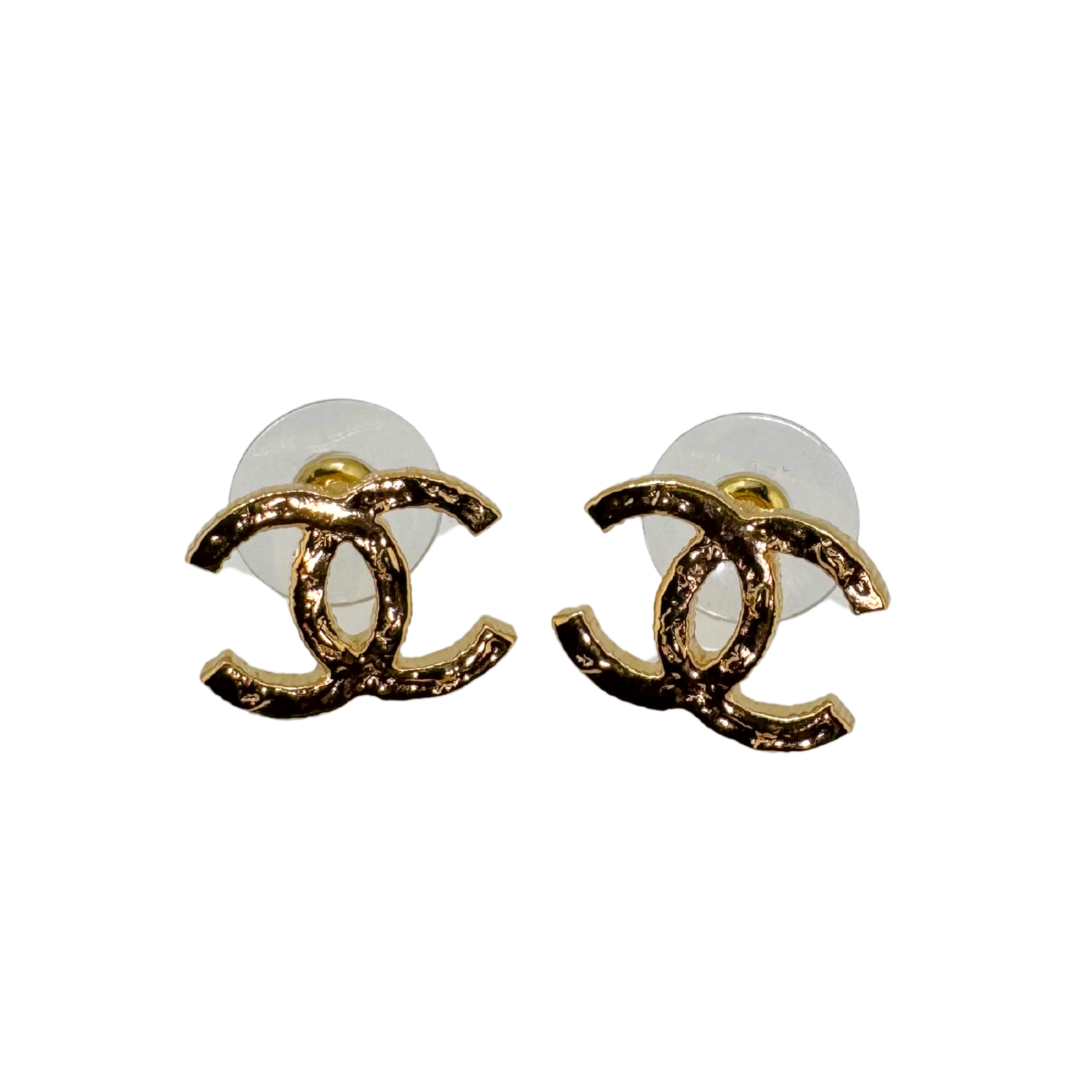 Chanel 18K Gold-Plated CC Logo Stud Earrings