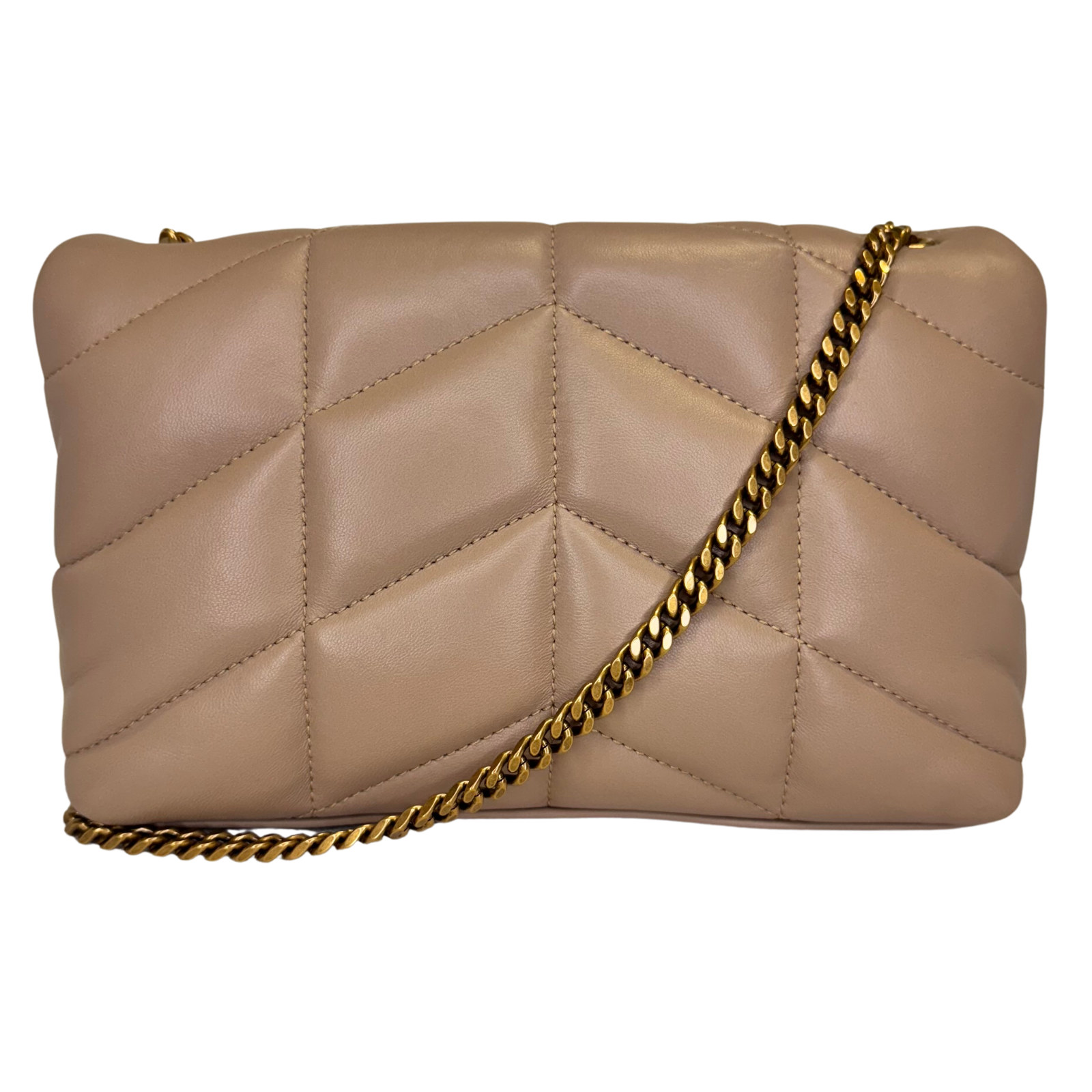 Saint Laurent Lambskin Toy Loulou Puffer Chain Bag – Dark Beige