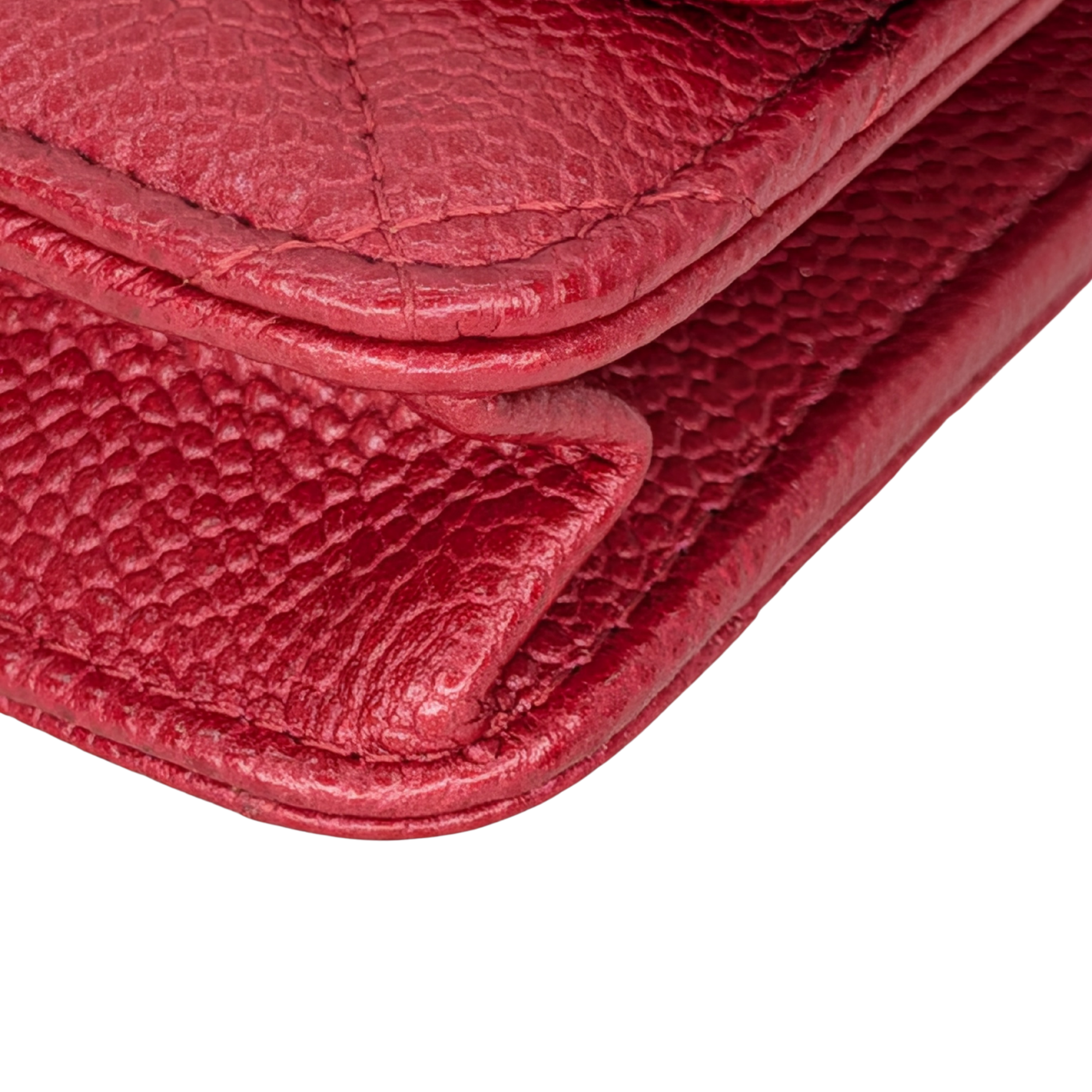 Chanel Caviar Wallet On Chain Red