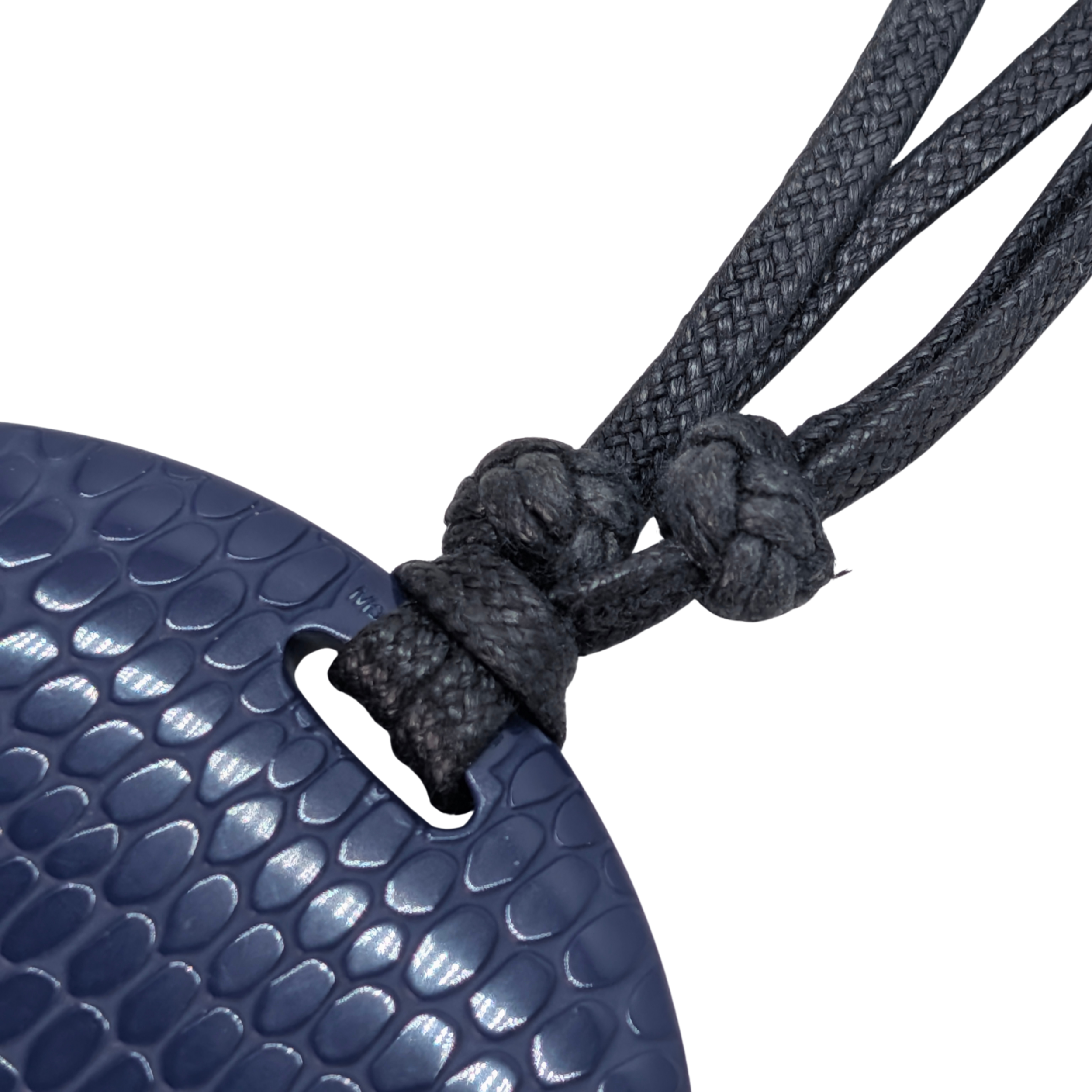 Hermes Lacquer Wood Adjustable Pendant Necklace Blue