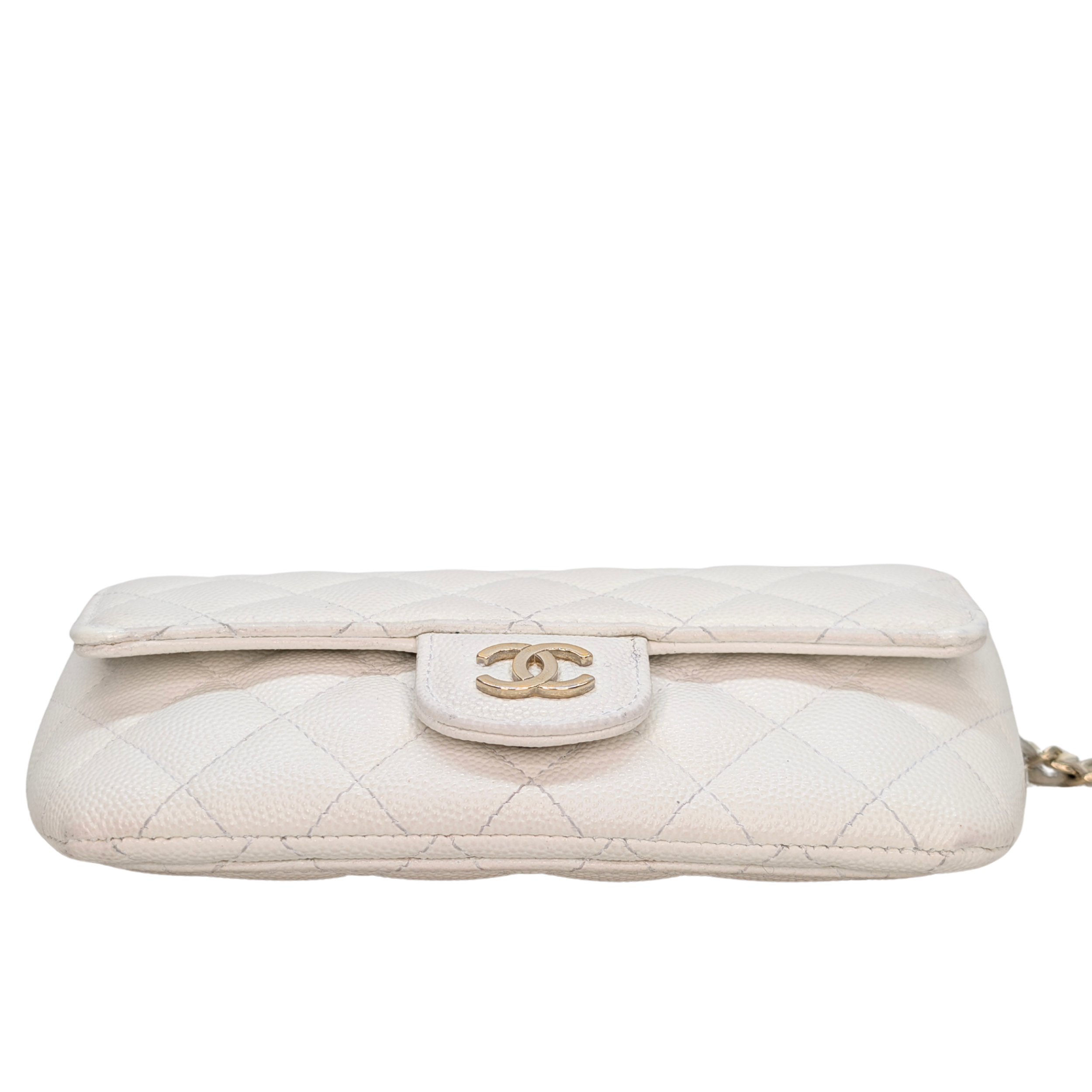 Chanel Sunglasses Quilted Caviar Sunglasses Case Bag White