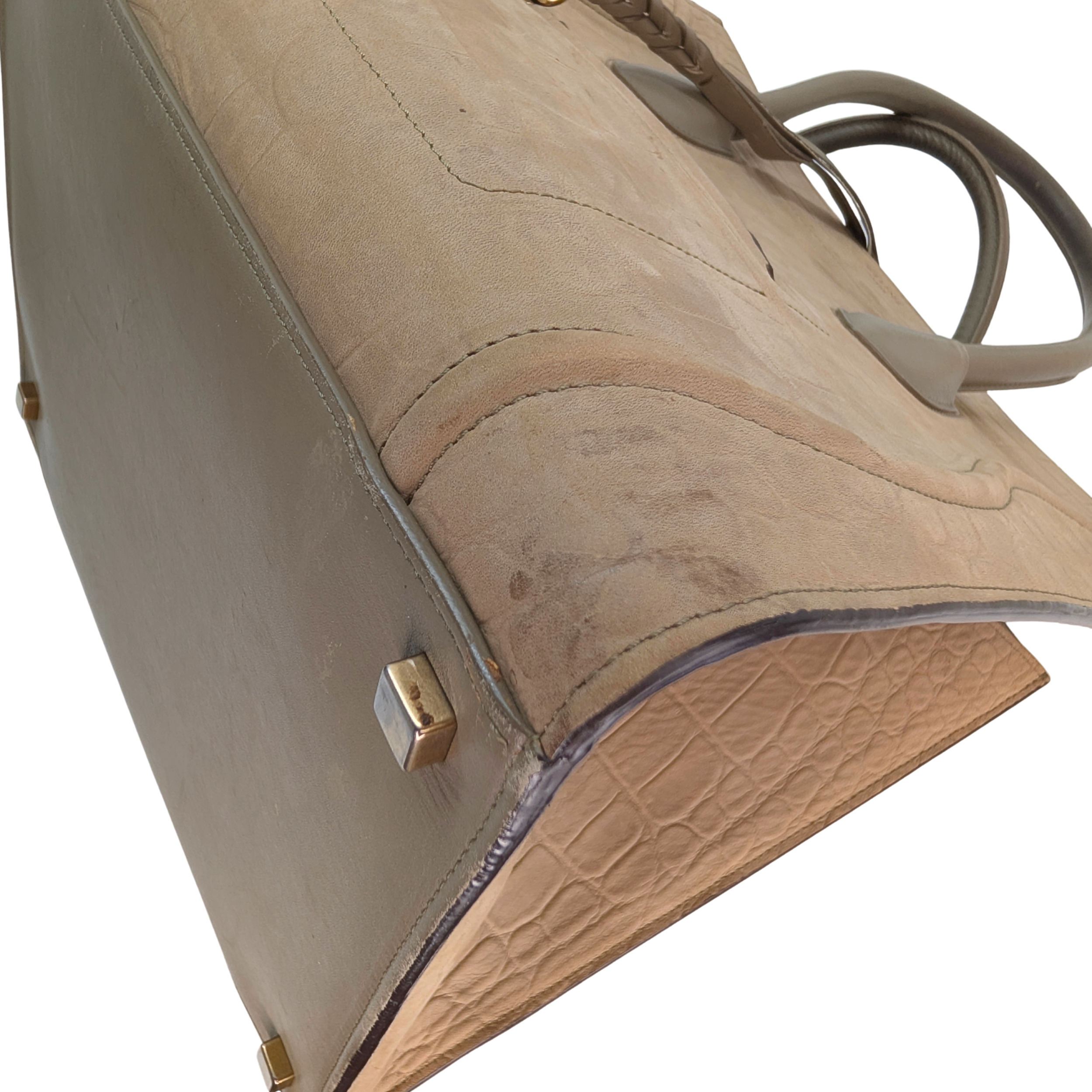 Celine Crocodile Embossed Medium Phantom Luggage Tote Bag Beige