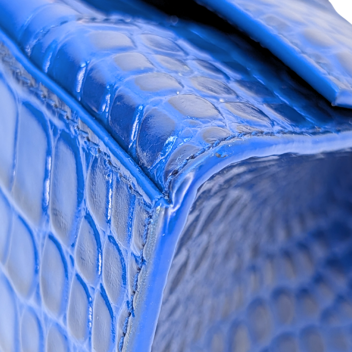 Balenciaga Hourglass Crocodile Embossed Blue