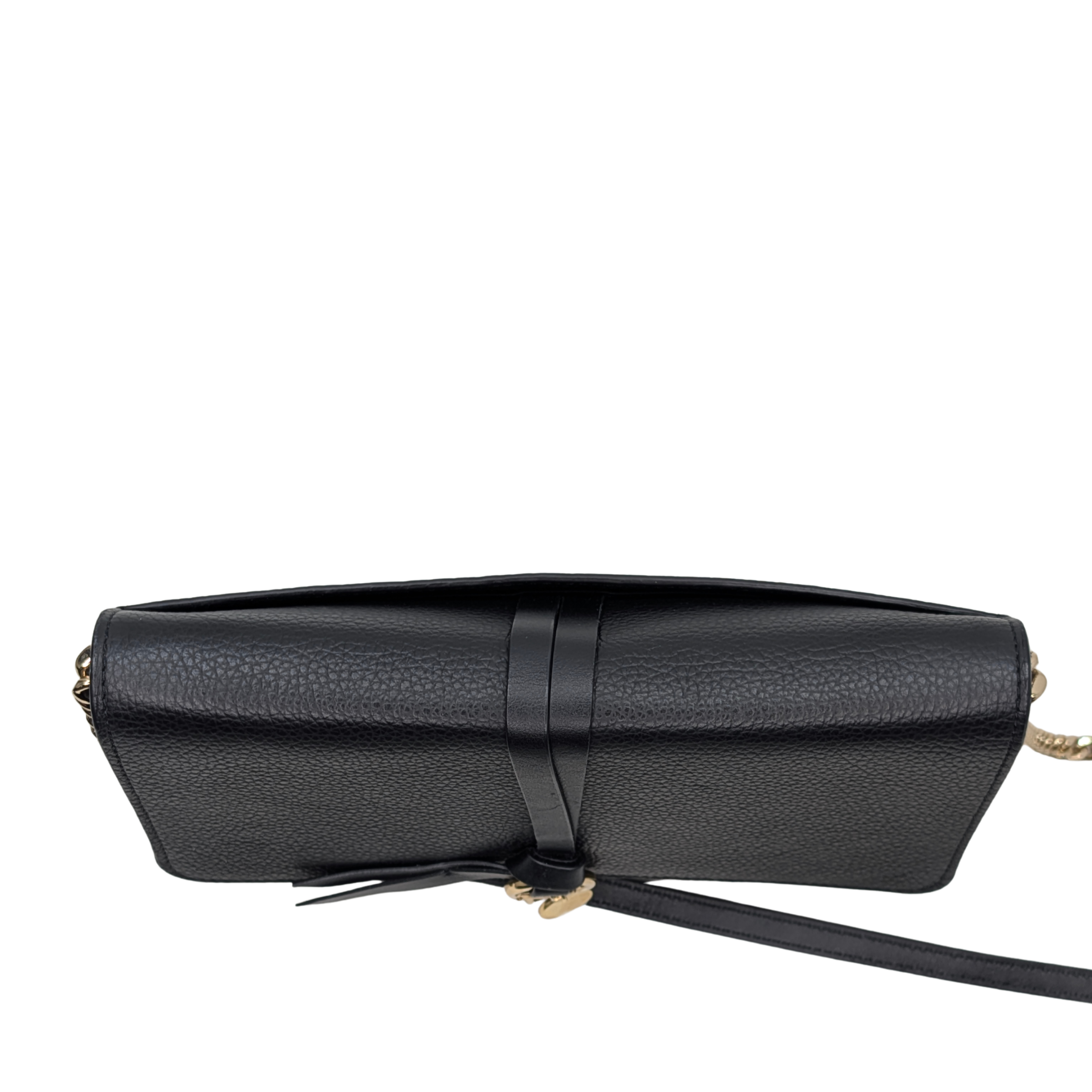 Chloé Alphabet chain Clutch Bag Leather Black