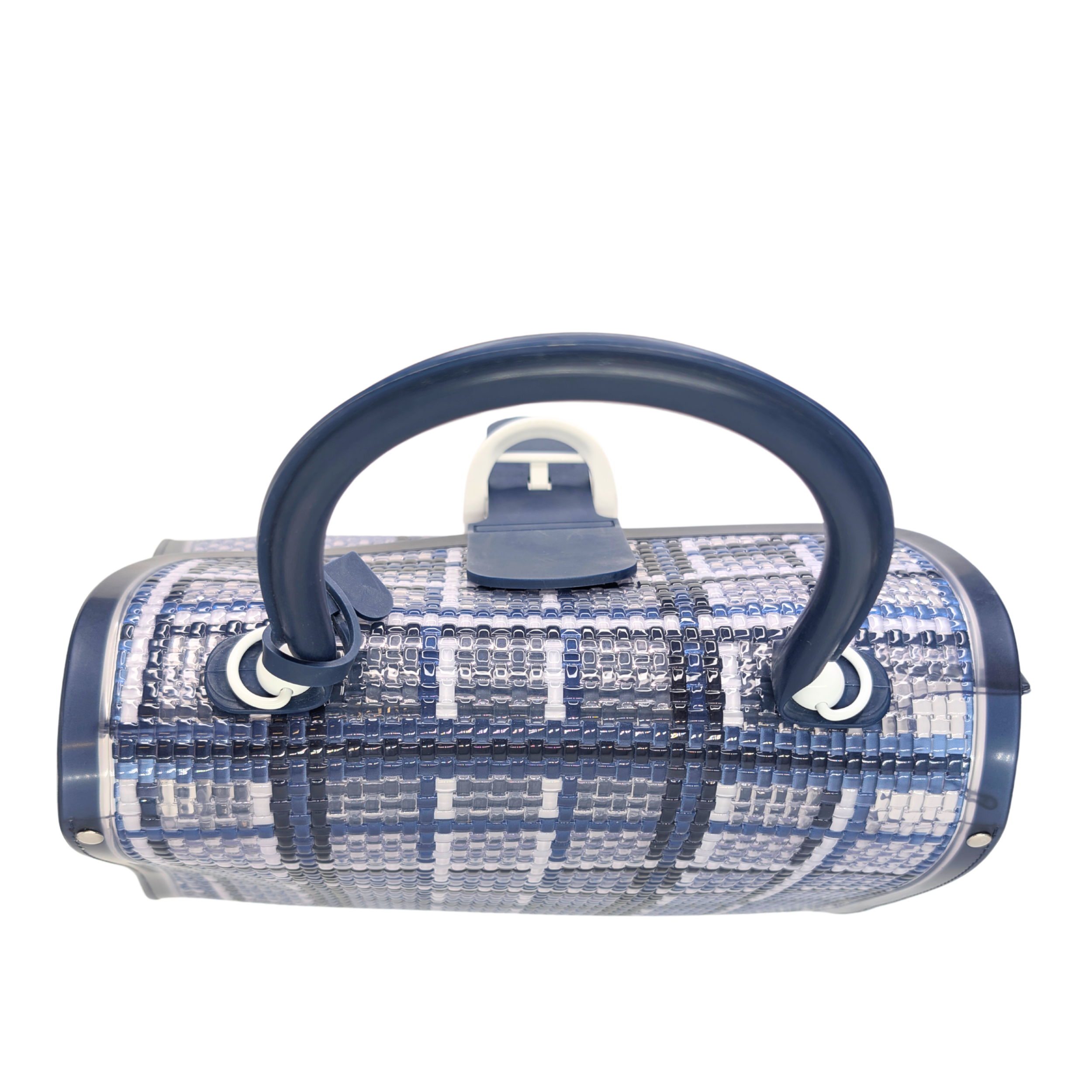Delvaux Vinyl Gingham The Dreamer MM Brillant Satchel Bag Navy