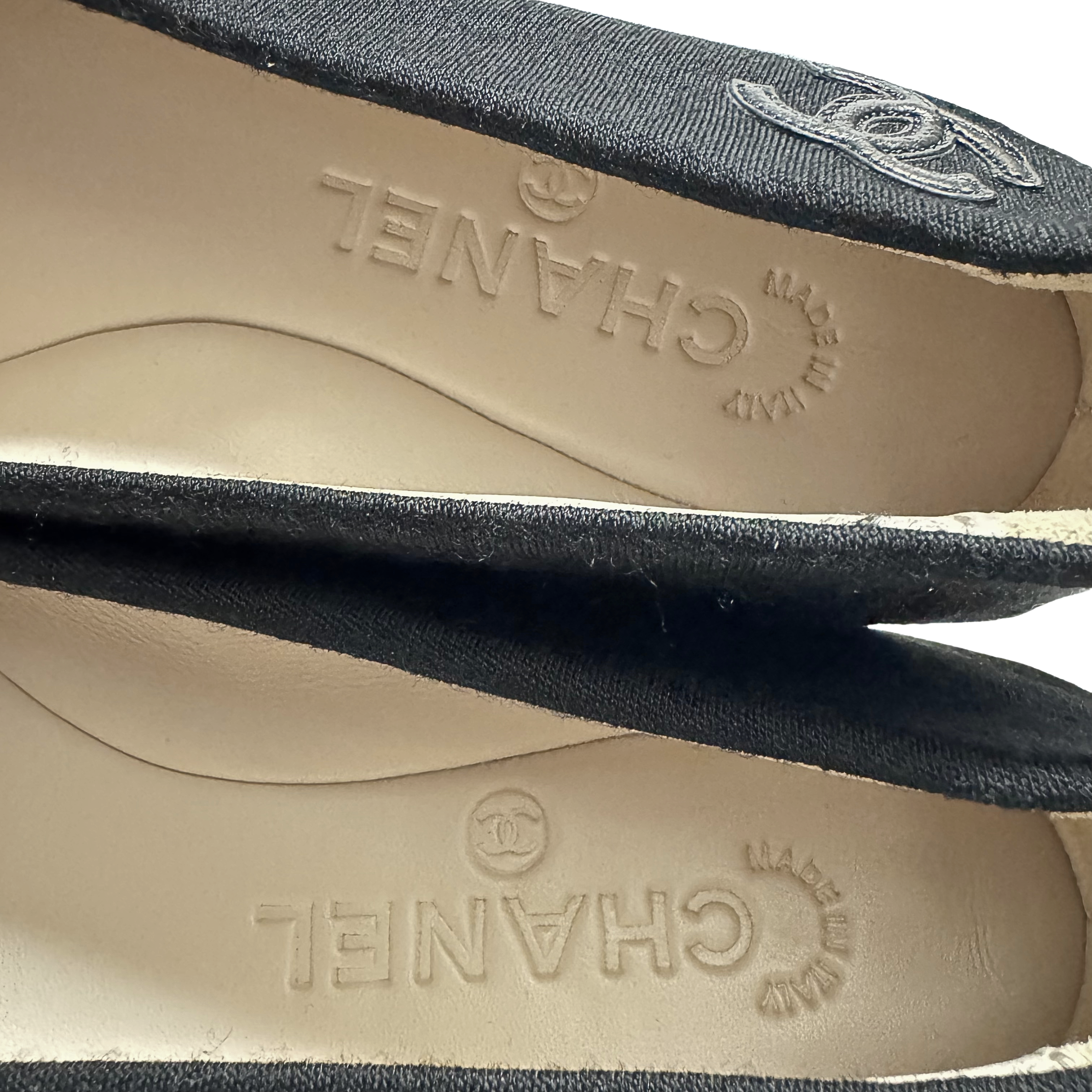 Chanel Ballet Flats Canvas Black 37.5