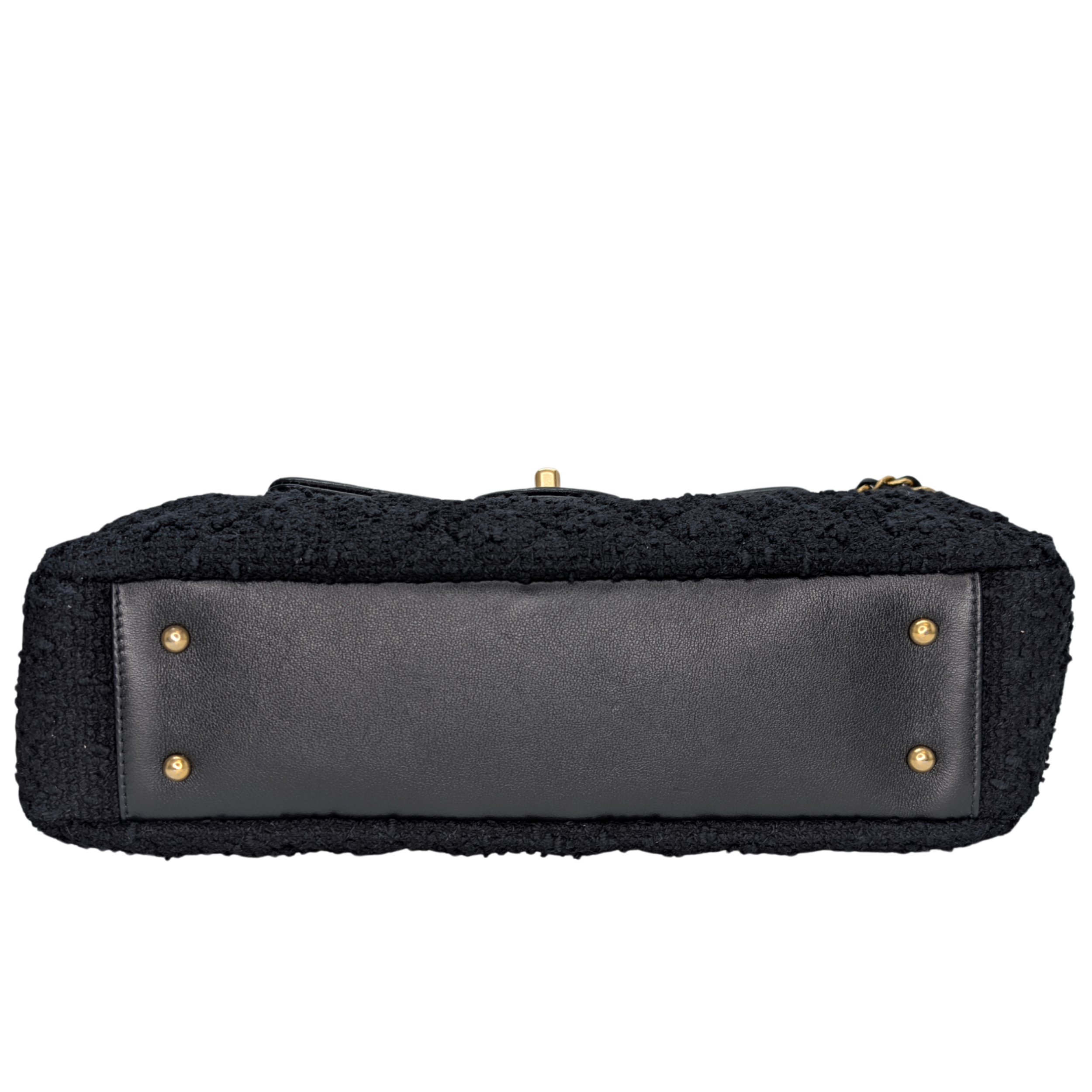 Chanel Top Handle Flap Tweed & Lambskin Bag GHW Black