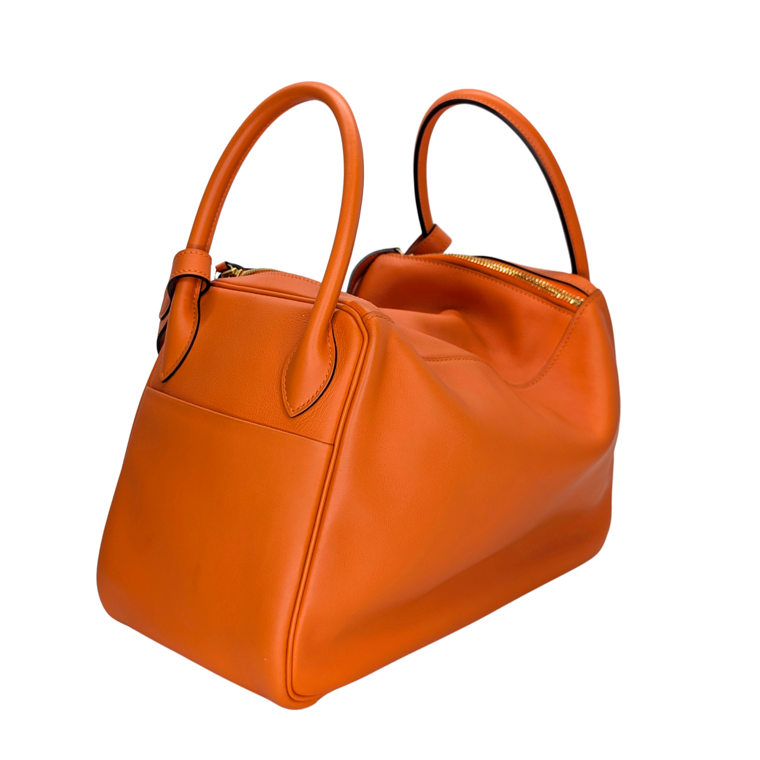 Hermes Lindy 30 Swift Leather Orange LGHW X Stamp