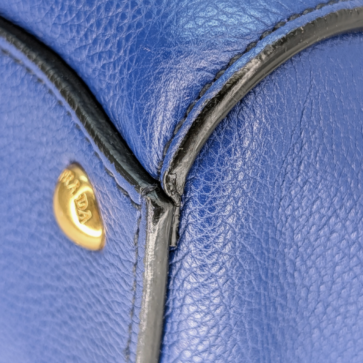 Prada Vitello Daino Leather Tote Bag Blue