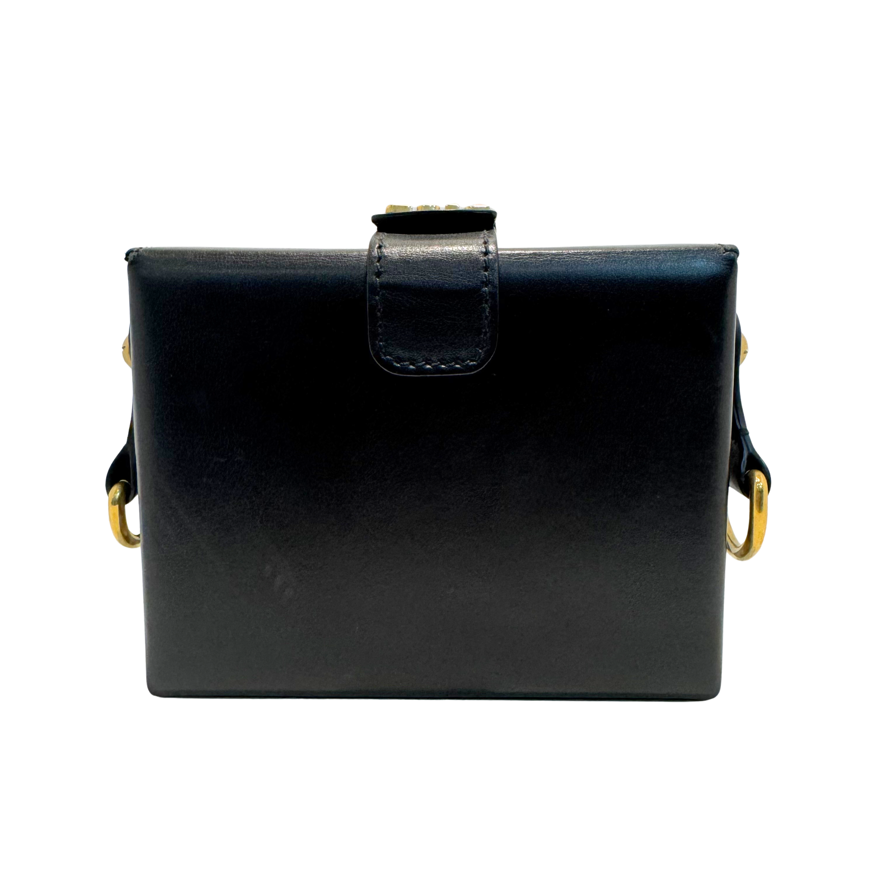 Dior Lockbox Zodiac Shoulder Bag Leather Black
