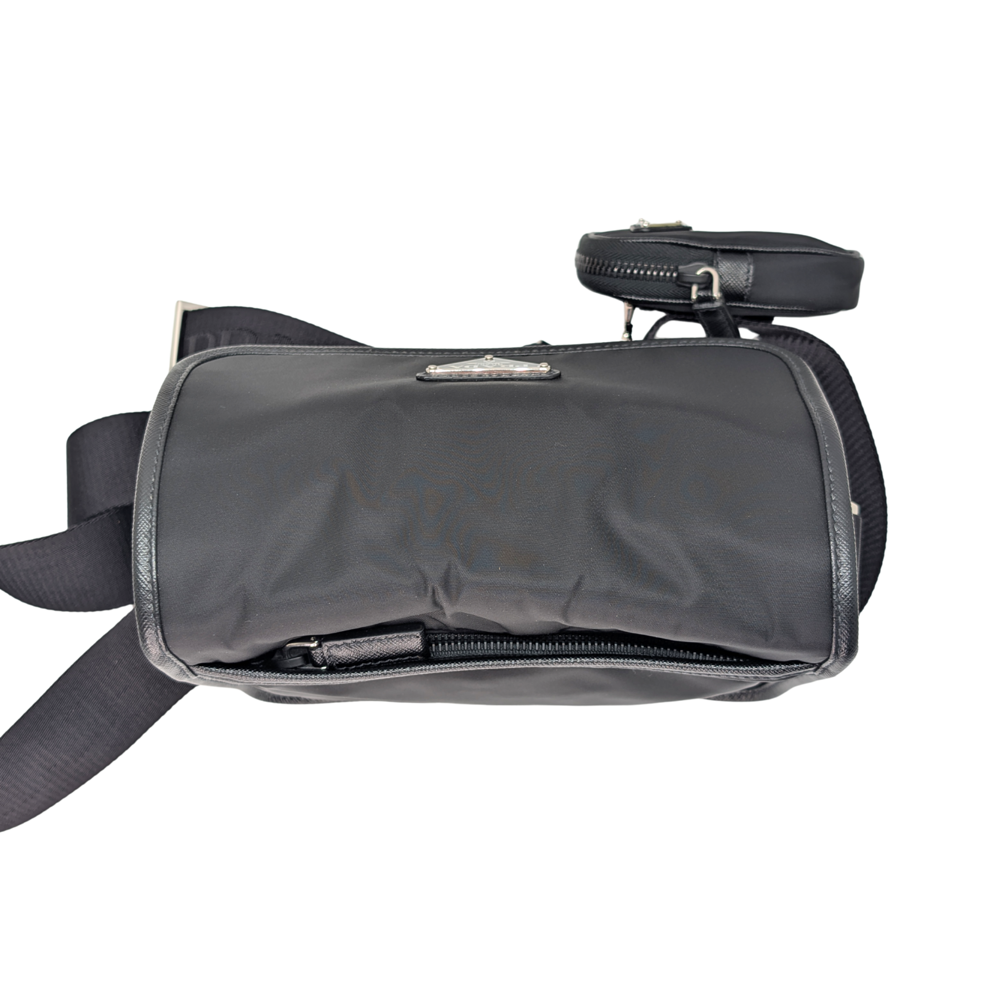 Prada Re-Nylon and Saffiano Leather Shoulder Bag Black