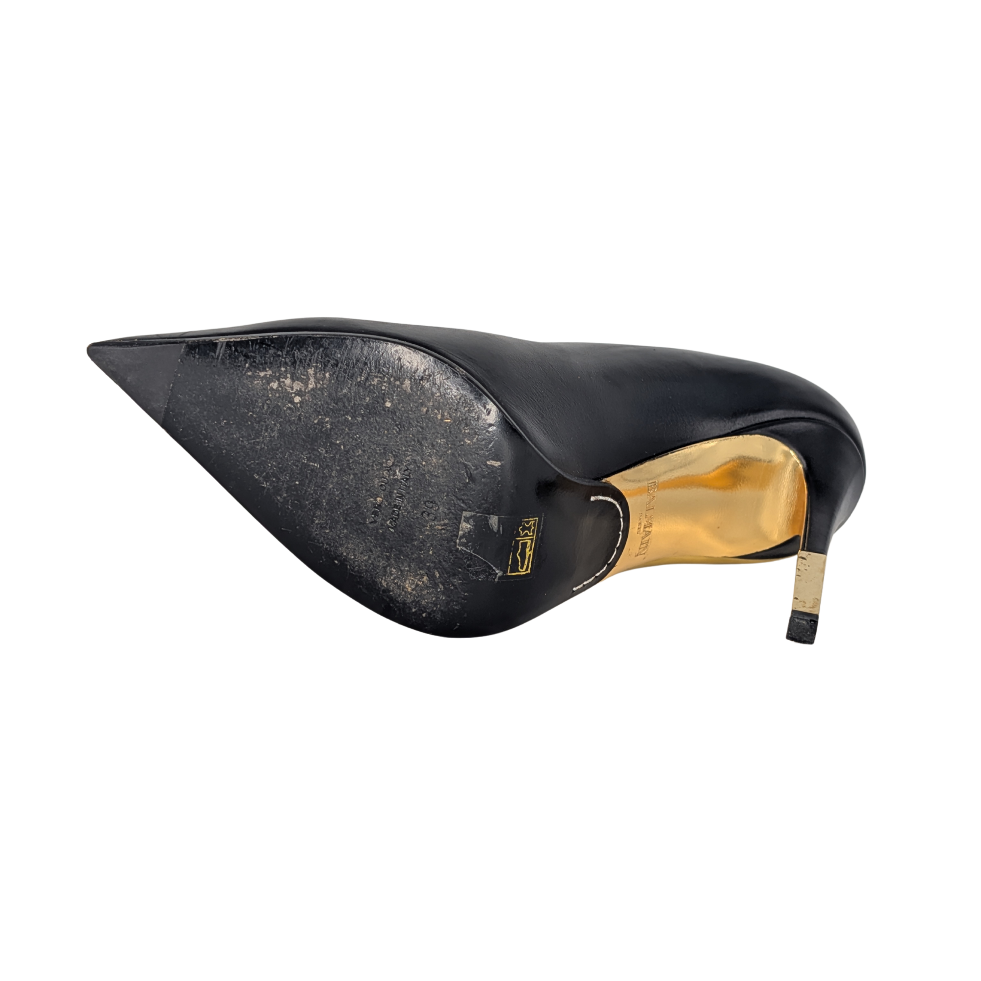Balmain Pointed Toe Pumps Black/Gold 39