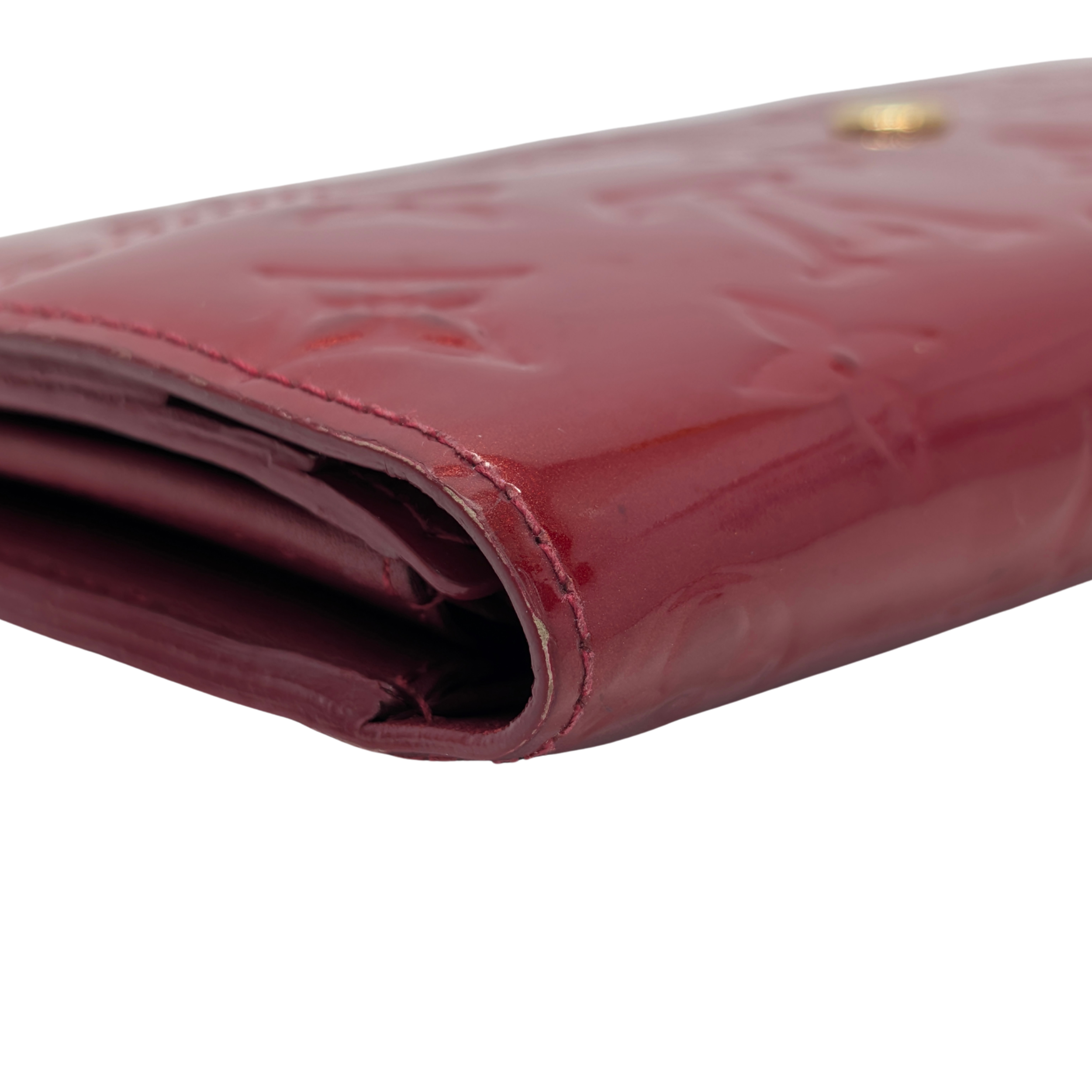 Louis Vuitton Sarah Long Wallet Vernis Leather Patent Red