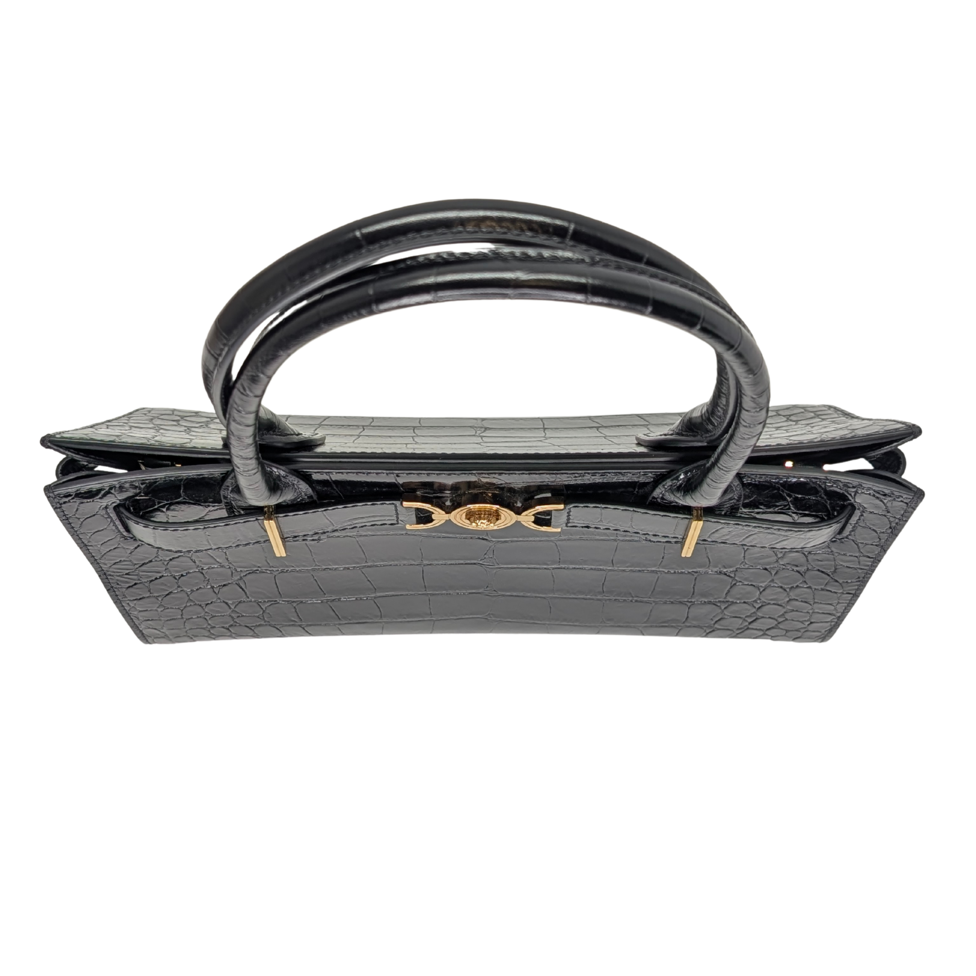 Versac Croc-Effect Medusa '95 Tote Bag Black