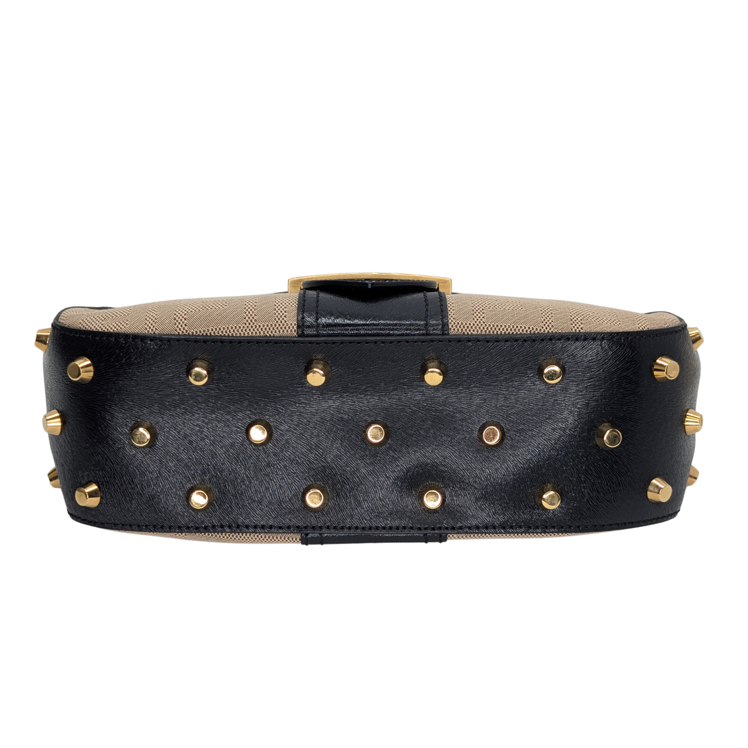 Fendi Logo Flap Baguette Bag Beige X Black