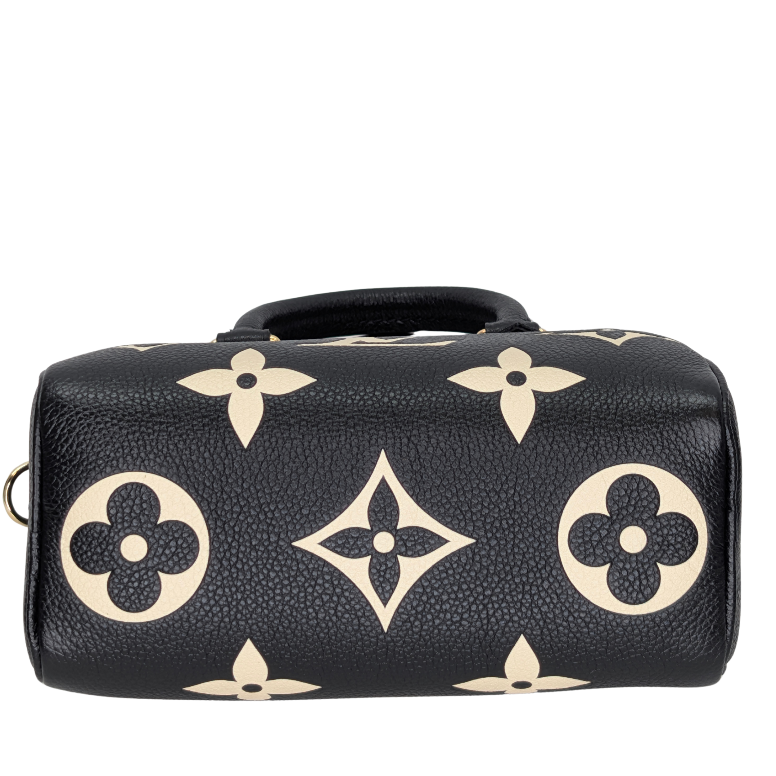 Louis Vuitton Nano Speedy Bicolor Monogram Giant Empreinte Leather Black