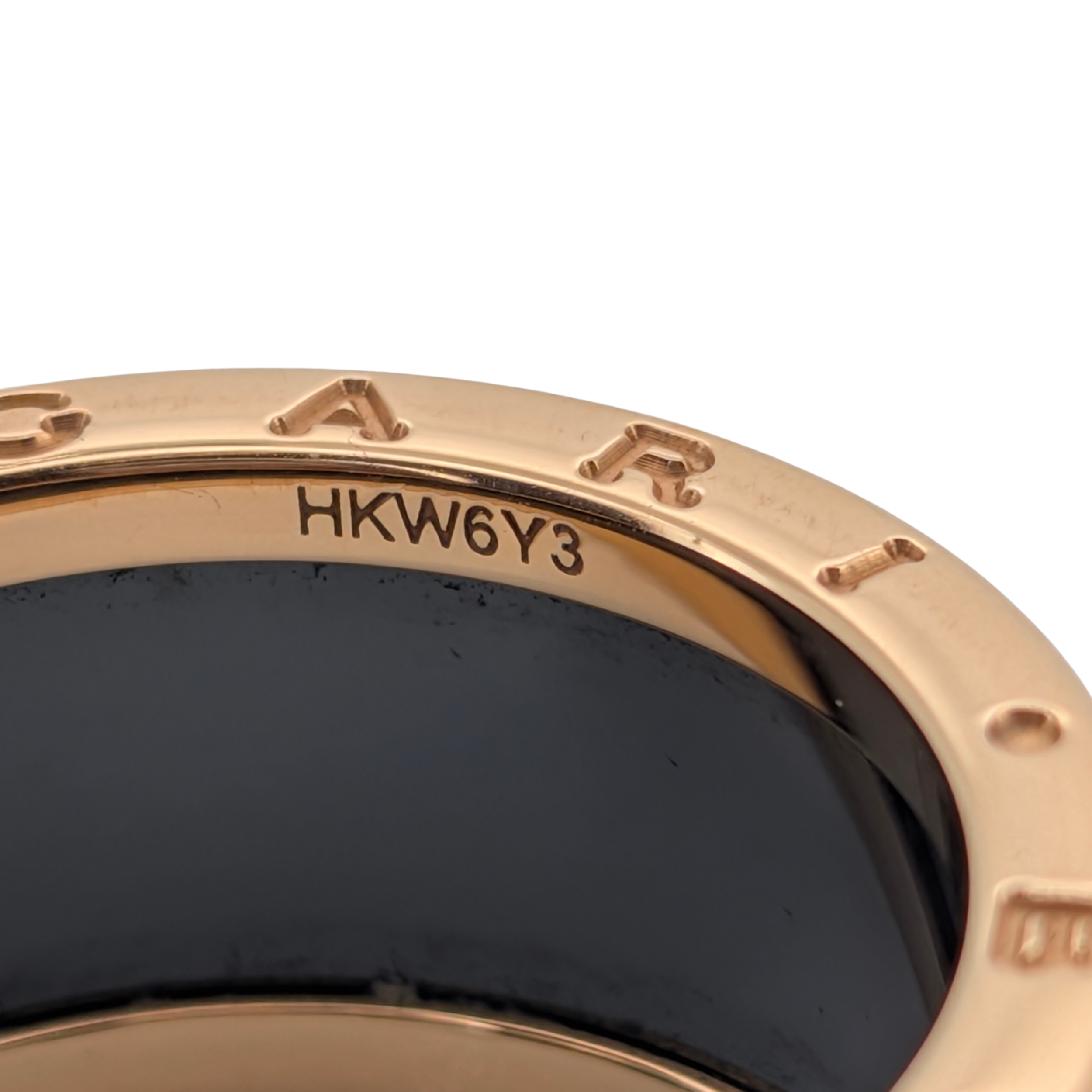 Bvlgari 18K Rose Gold Black Ceramic B.Zero1 Band Ring Size 66