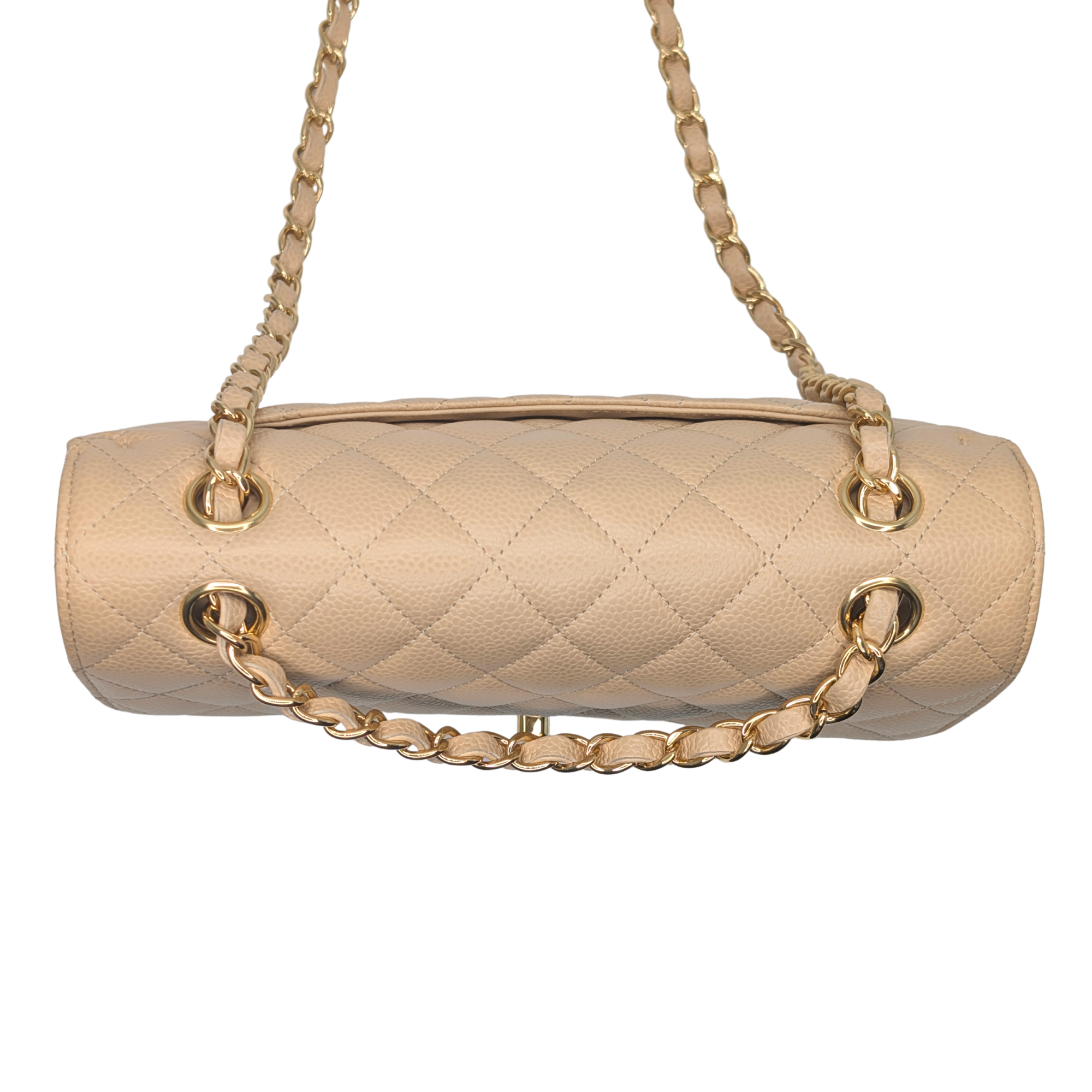 Chanel Classic Flap Small Caviar 2022 Microchip Shoulder Bag Beige