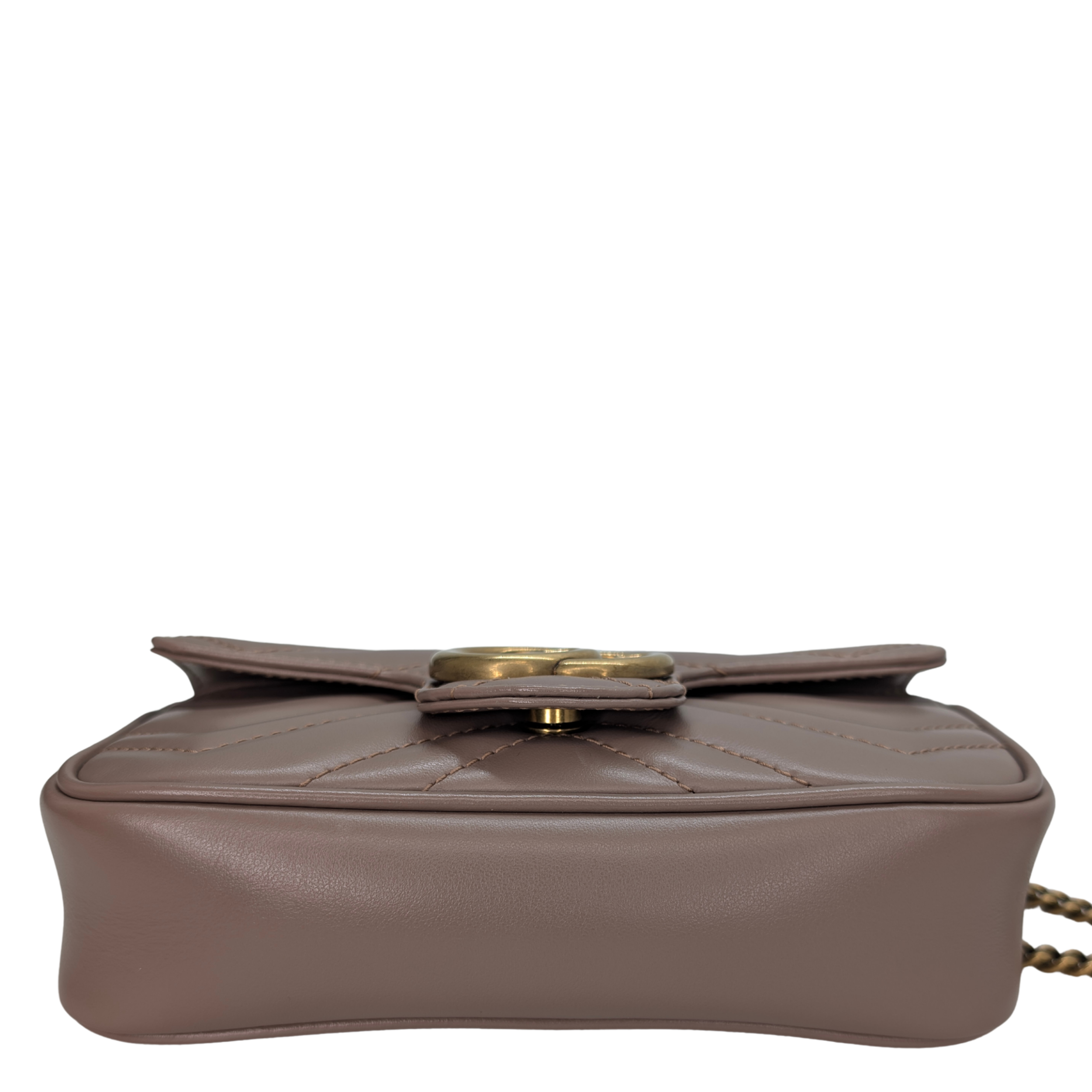 Gucci GG Marmont Matelasse Super Mini Shoulder Bag Taupe
