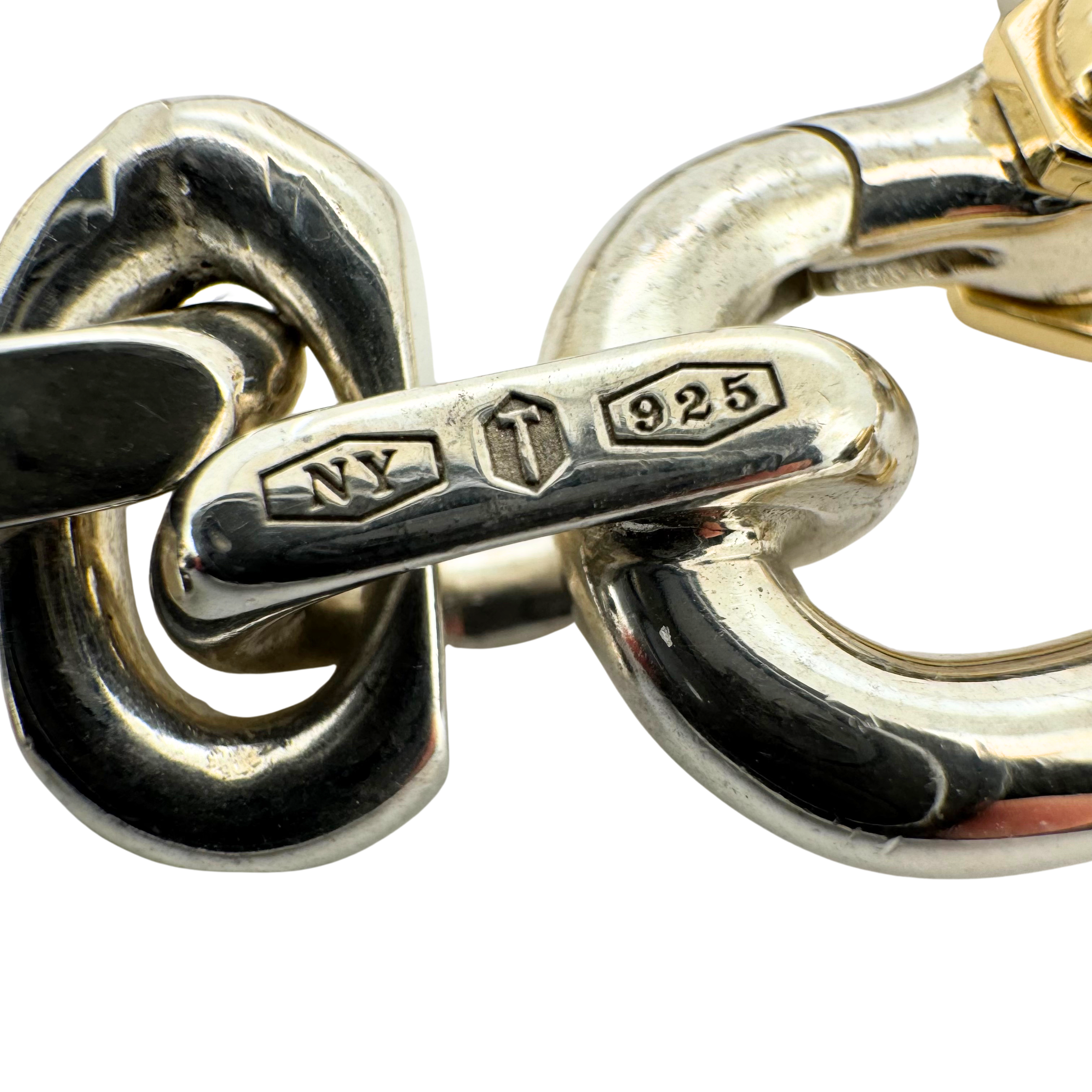 Tiffany & Co Makers Wide Chain Bracelet in Sterling Silver & 18k Gold