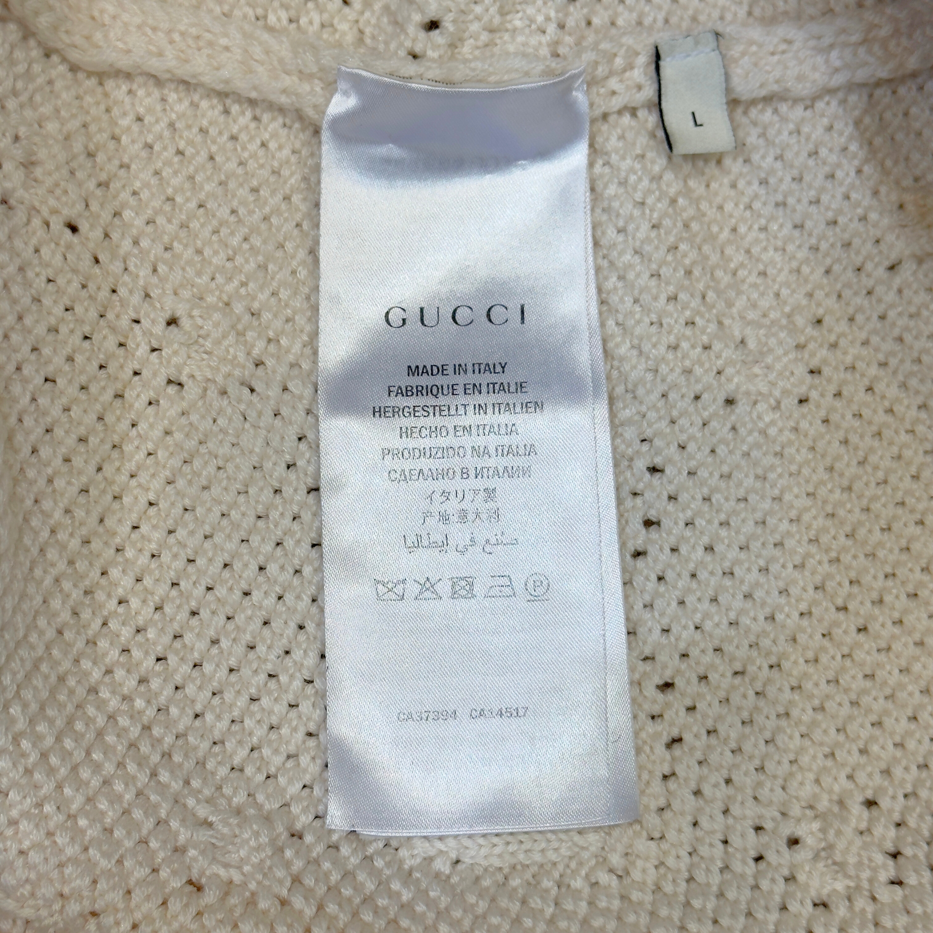 Gucci Striped Knit Cardigan Wool White Large