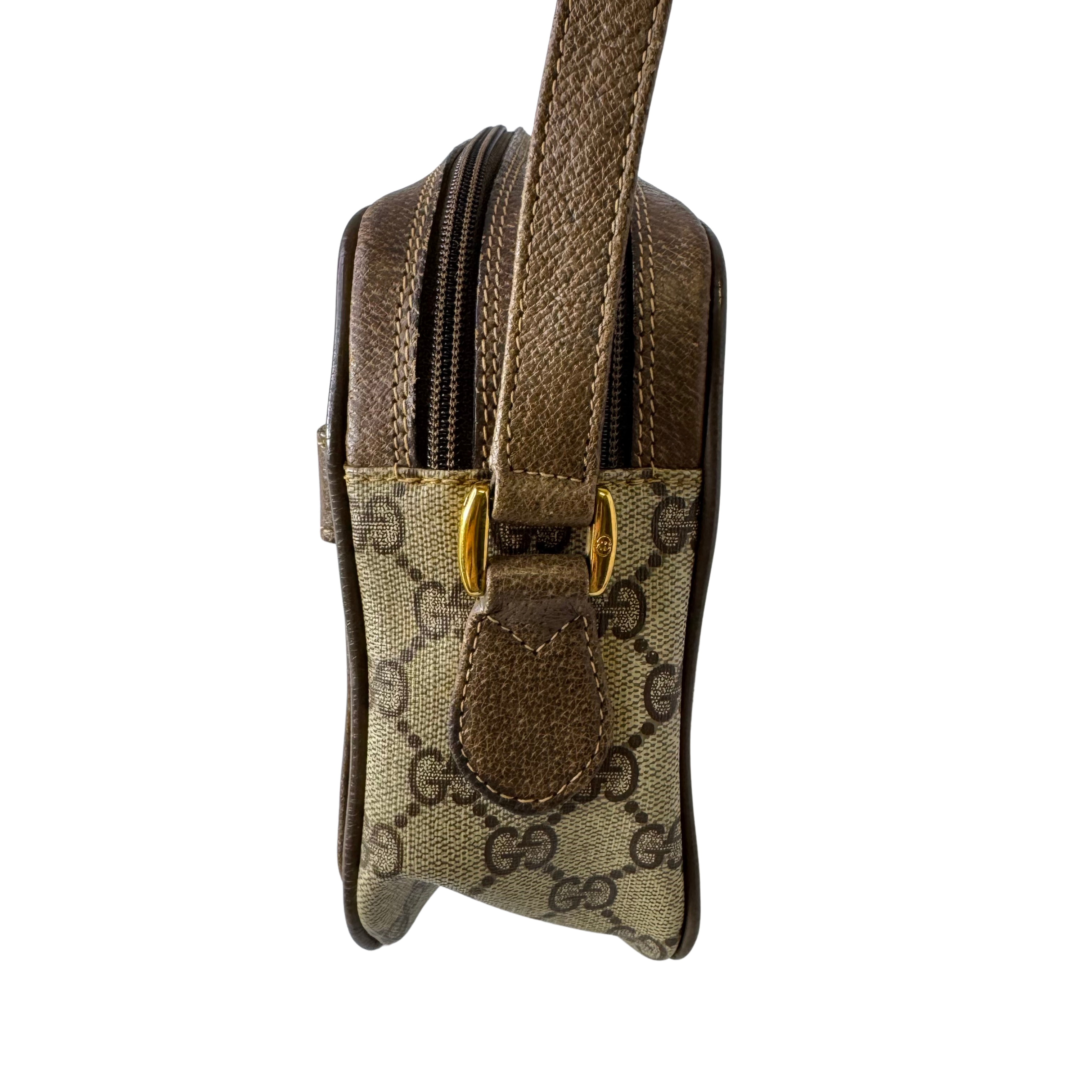 Gucci GG Supreme Crossbody Messenger Bag Beige
