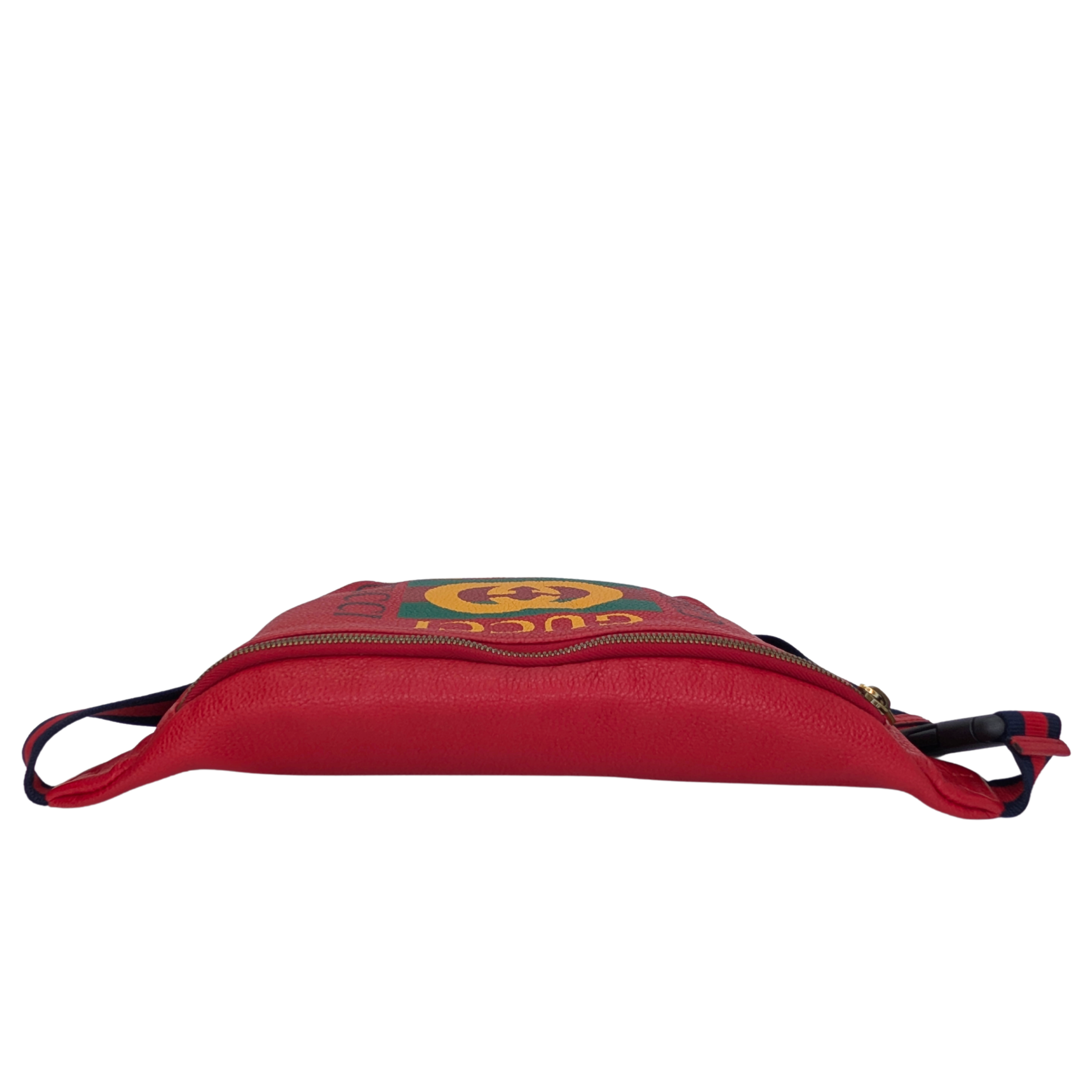 Gucci Grained Calfskin Logo Belt Bum Bag Hibiscus Red