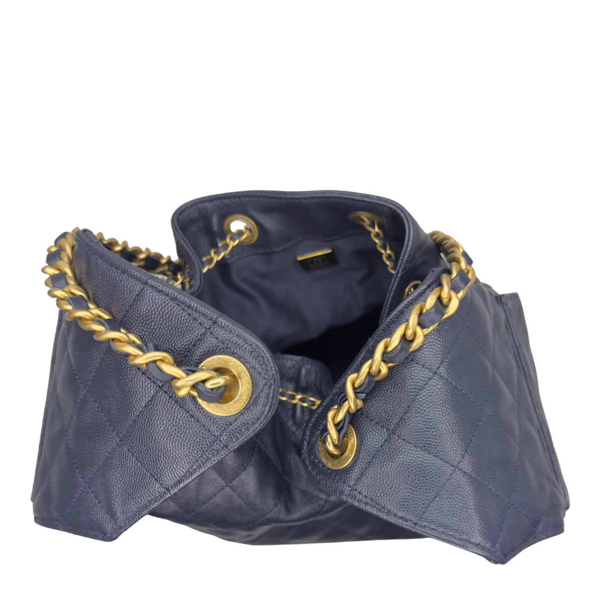 Chanel 25 Medium Caviar Leather Shoulder Bag Navy