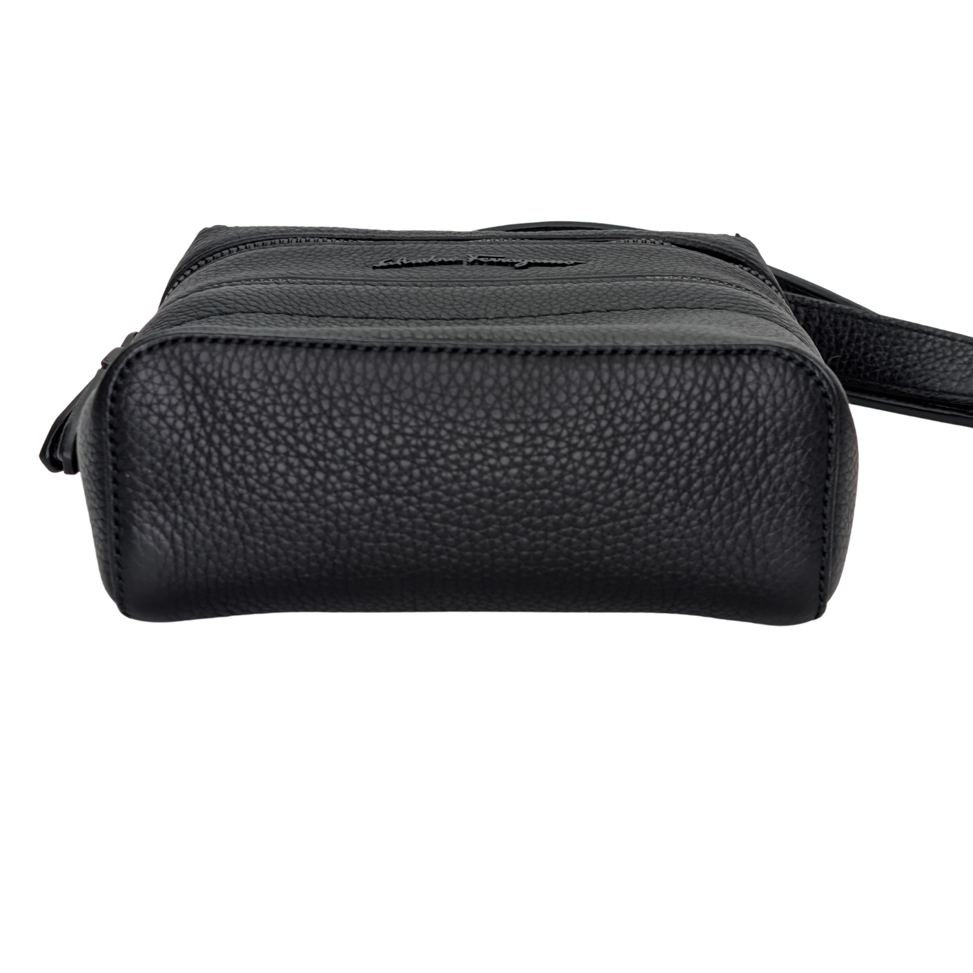 Salvatore Ferragamo Vitello Leather Crossbody Bag Black