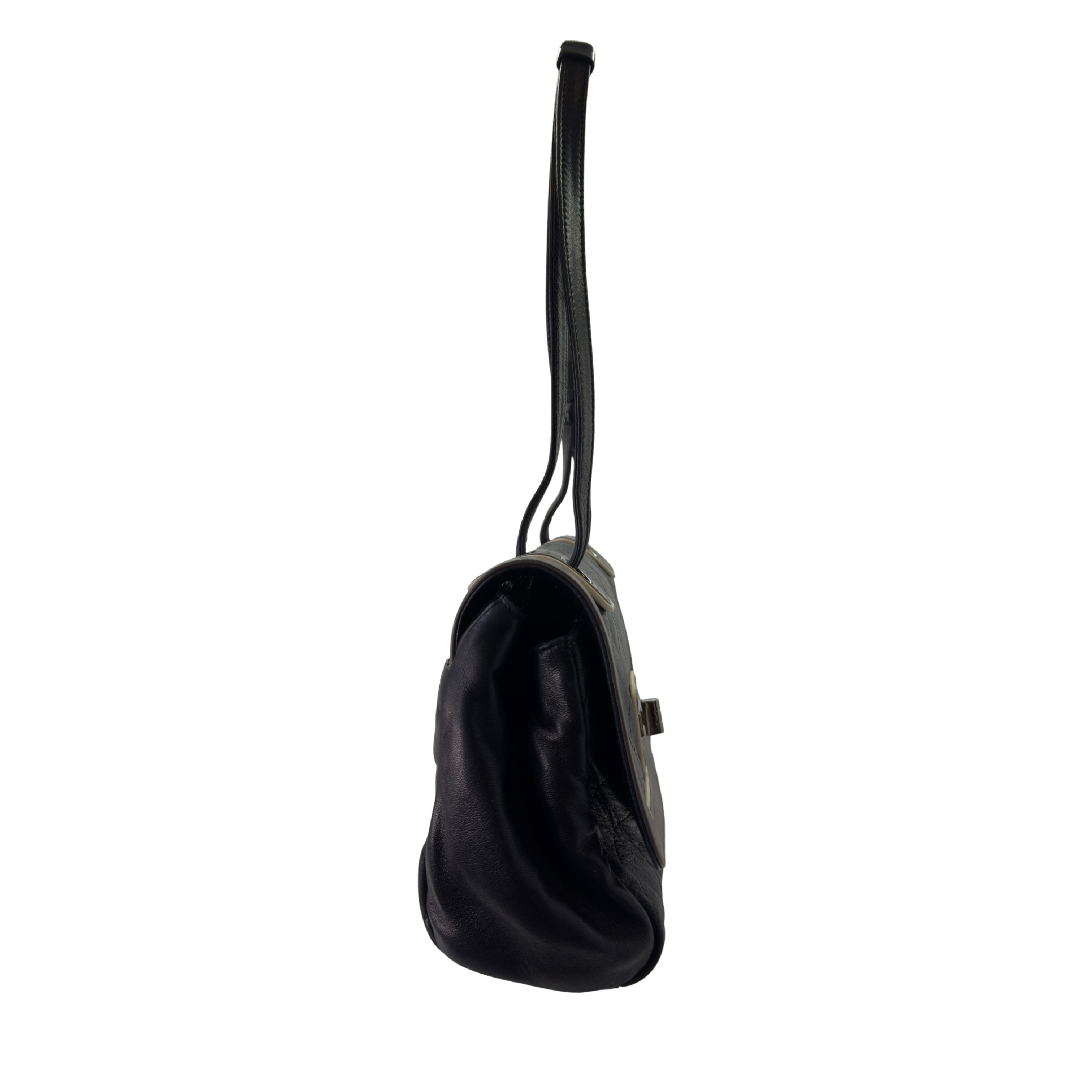 Chanel East-West Shoulder Bag Leather Black