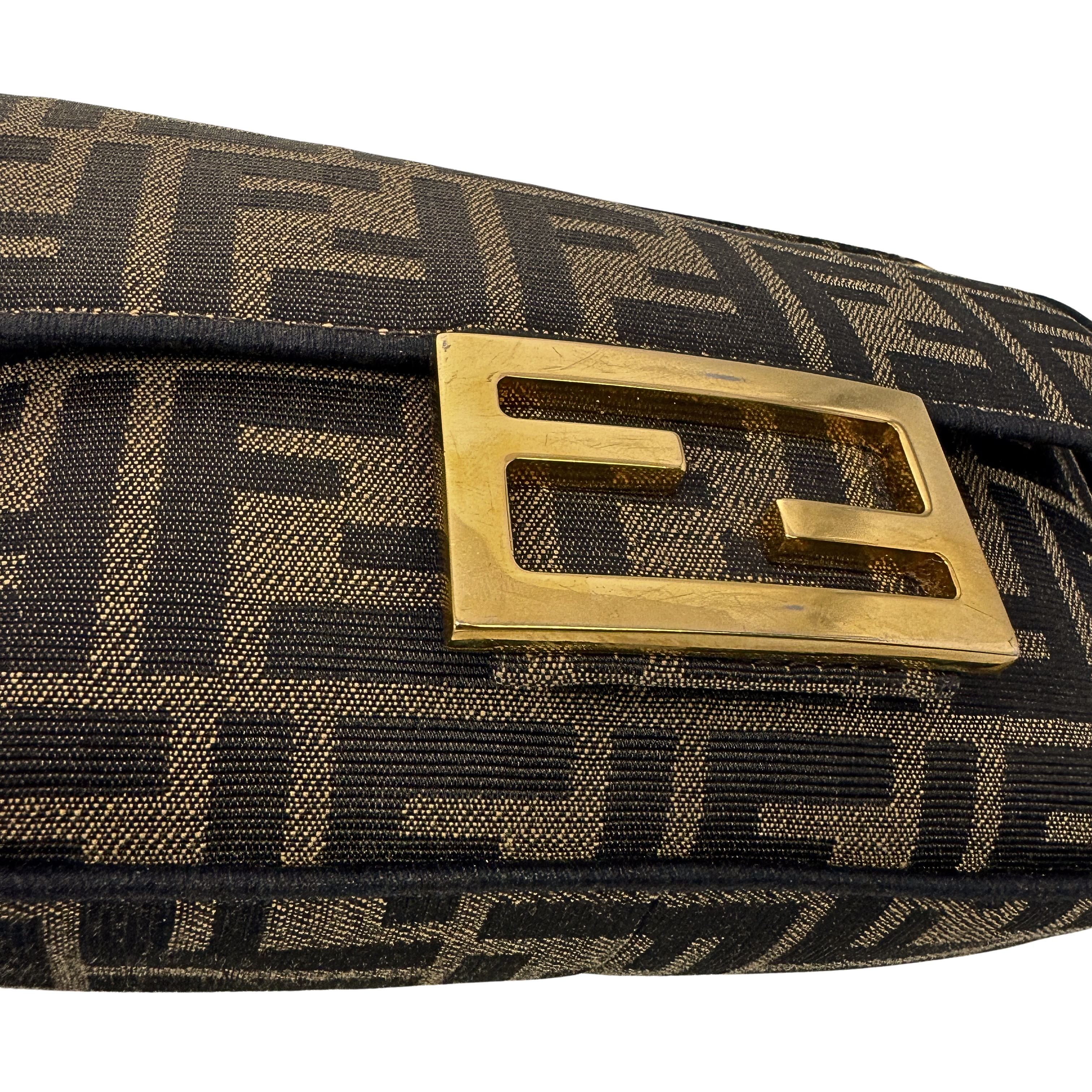 Fendi Jacquard FF Baguette Bag Canvas Brown