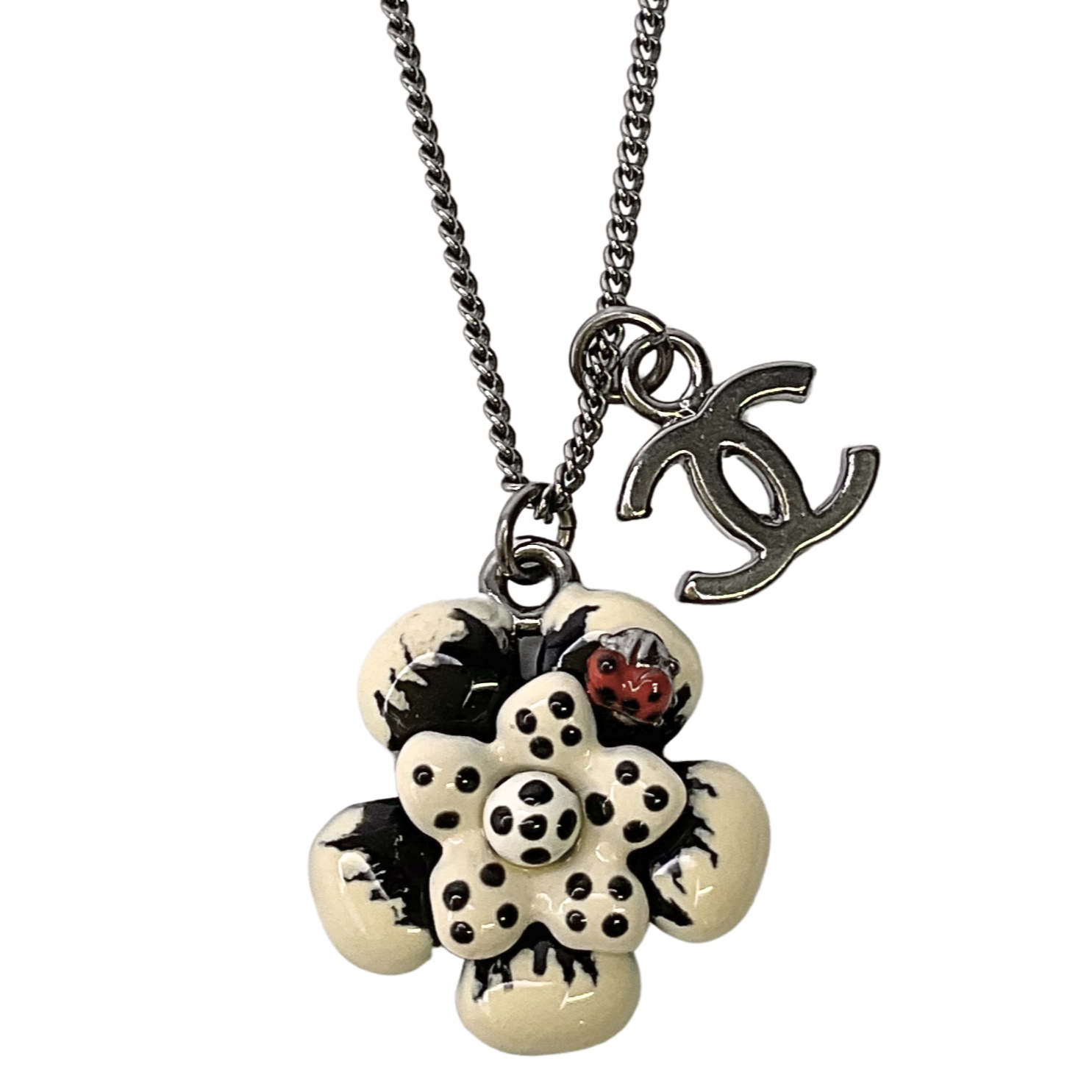 Chanel LadyBug Flower Necklace CC Logo