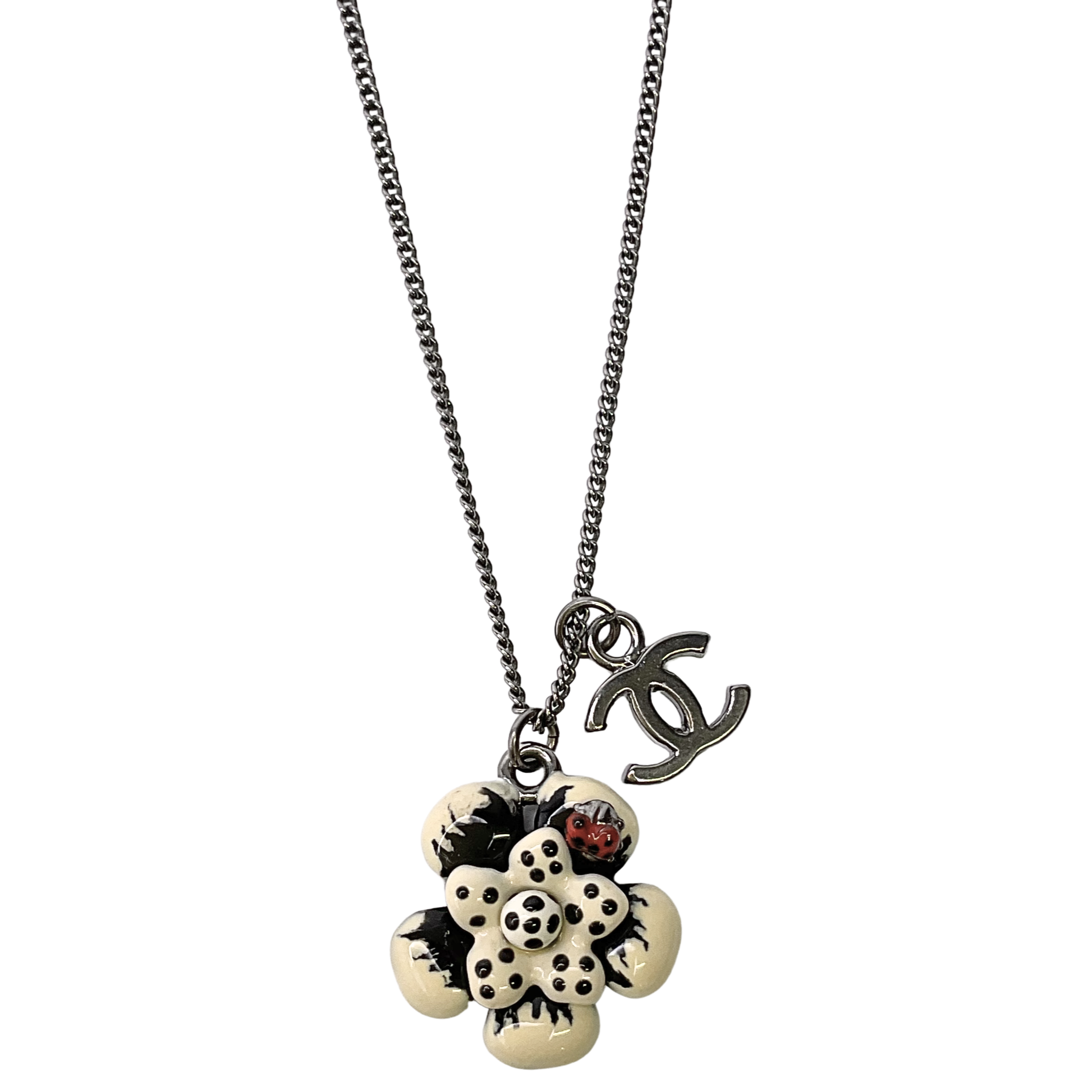 Chanel LadyBug Flower Necklace CC Logo