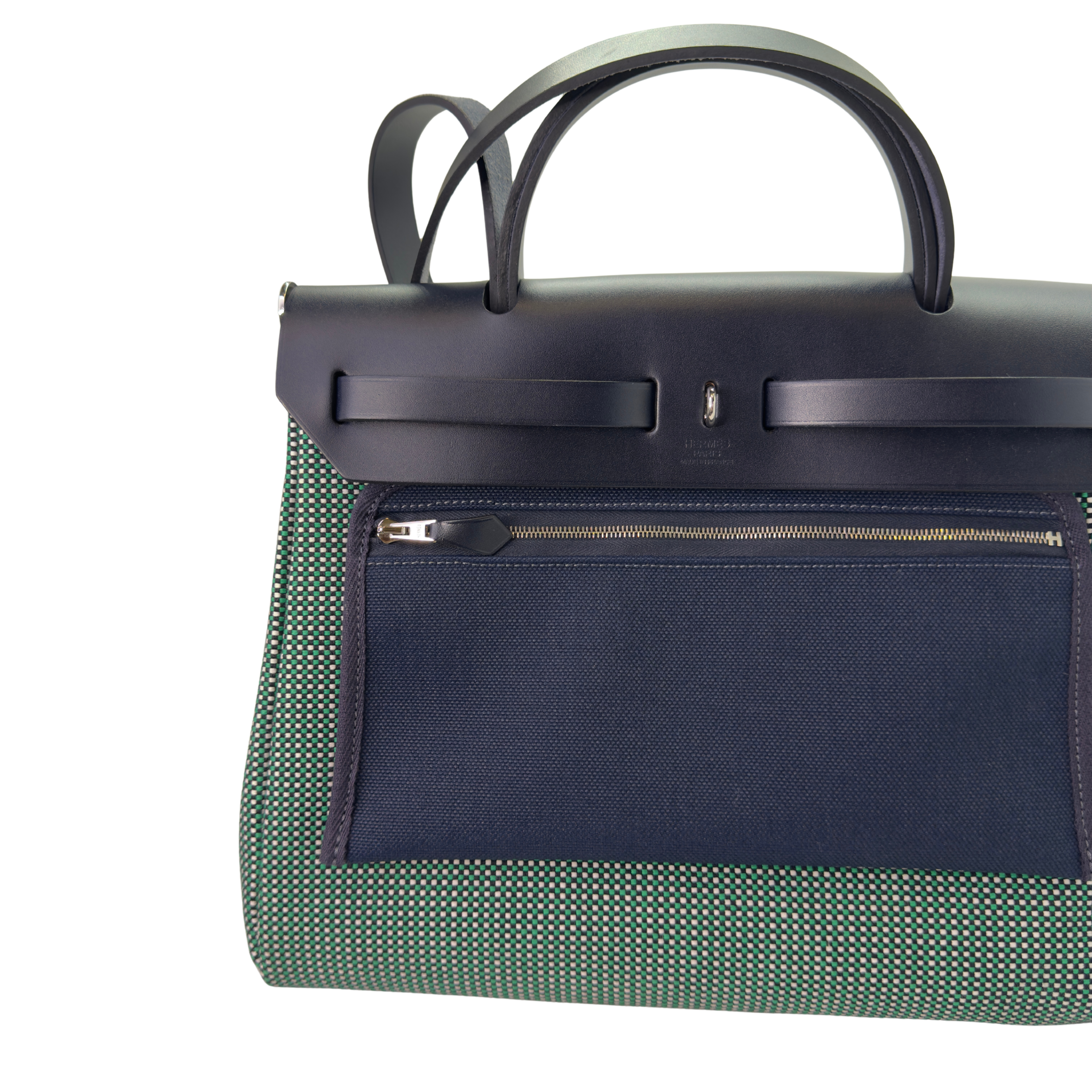 Hermés Herbag Zip 31 Criss Viking Quadrille Dark Green/Navy