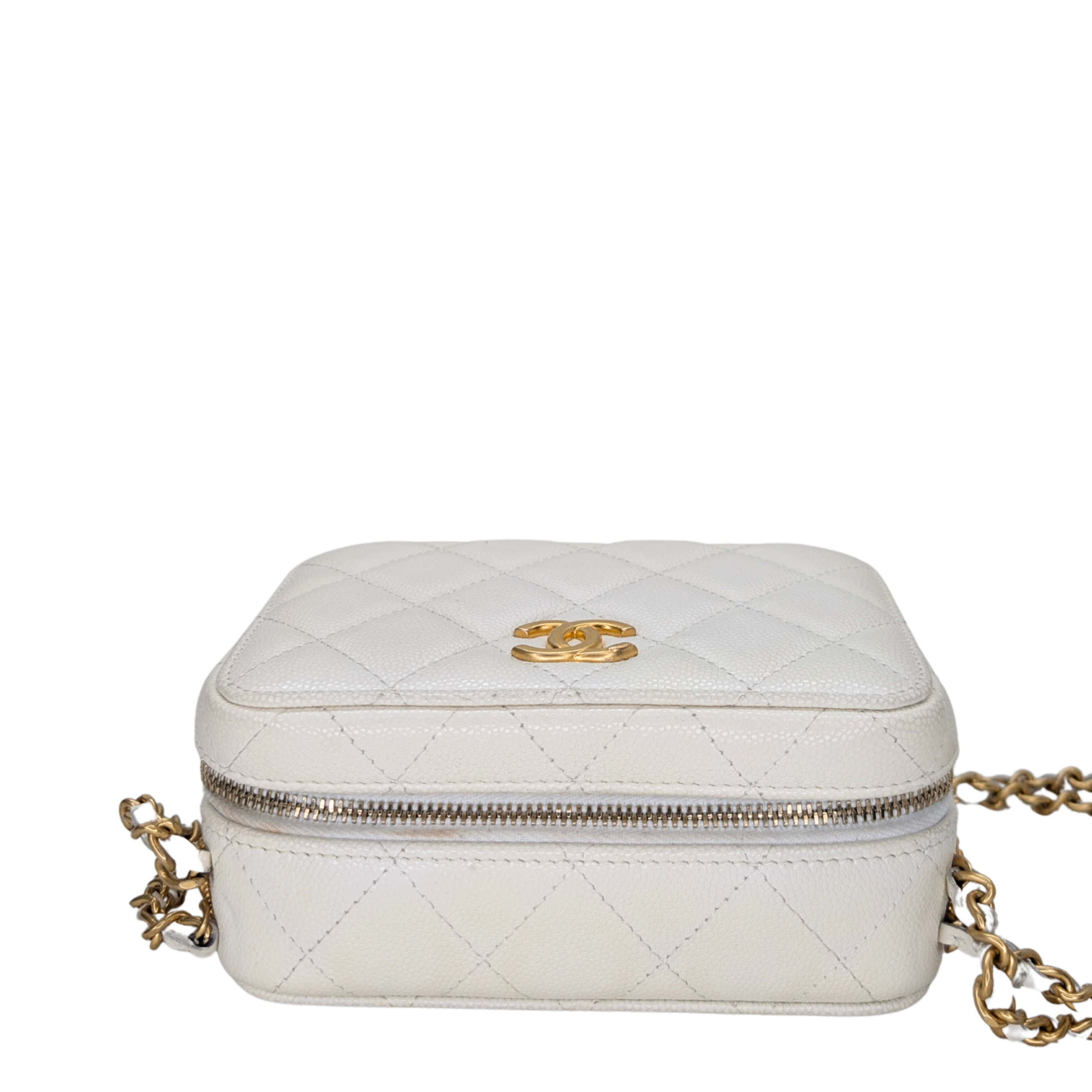 Chanel Mini Vanity with Chain Camera Bag Caviar White