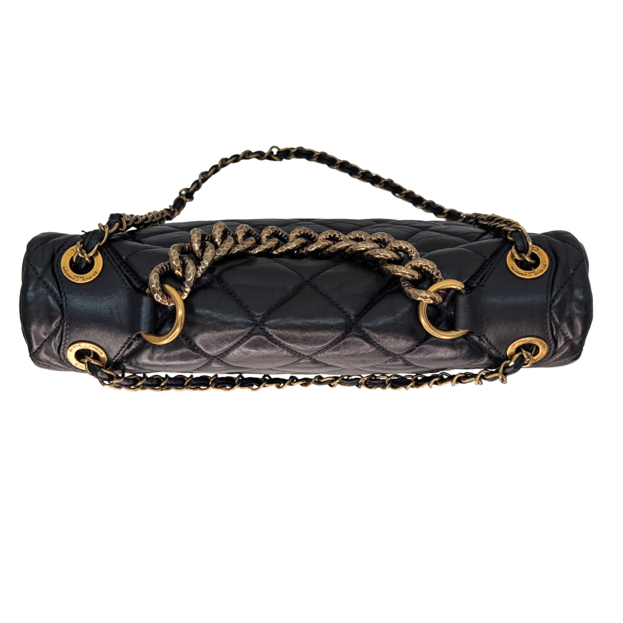 Chanel Pondicherry Flap Medium Handbag Leather Black