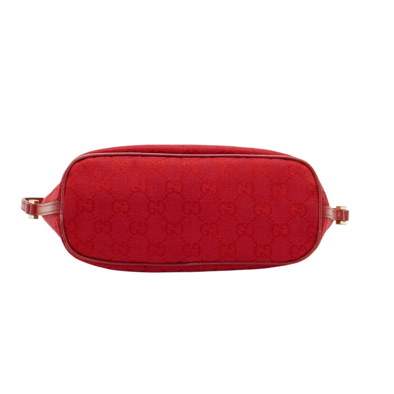 Gucci Cherry Red GG Monogram Boat Pochette Bag