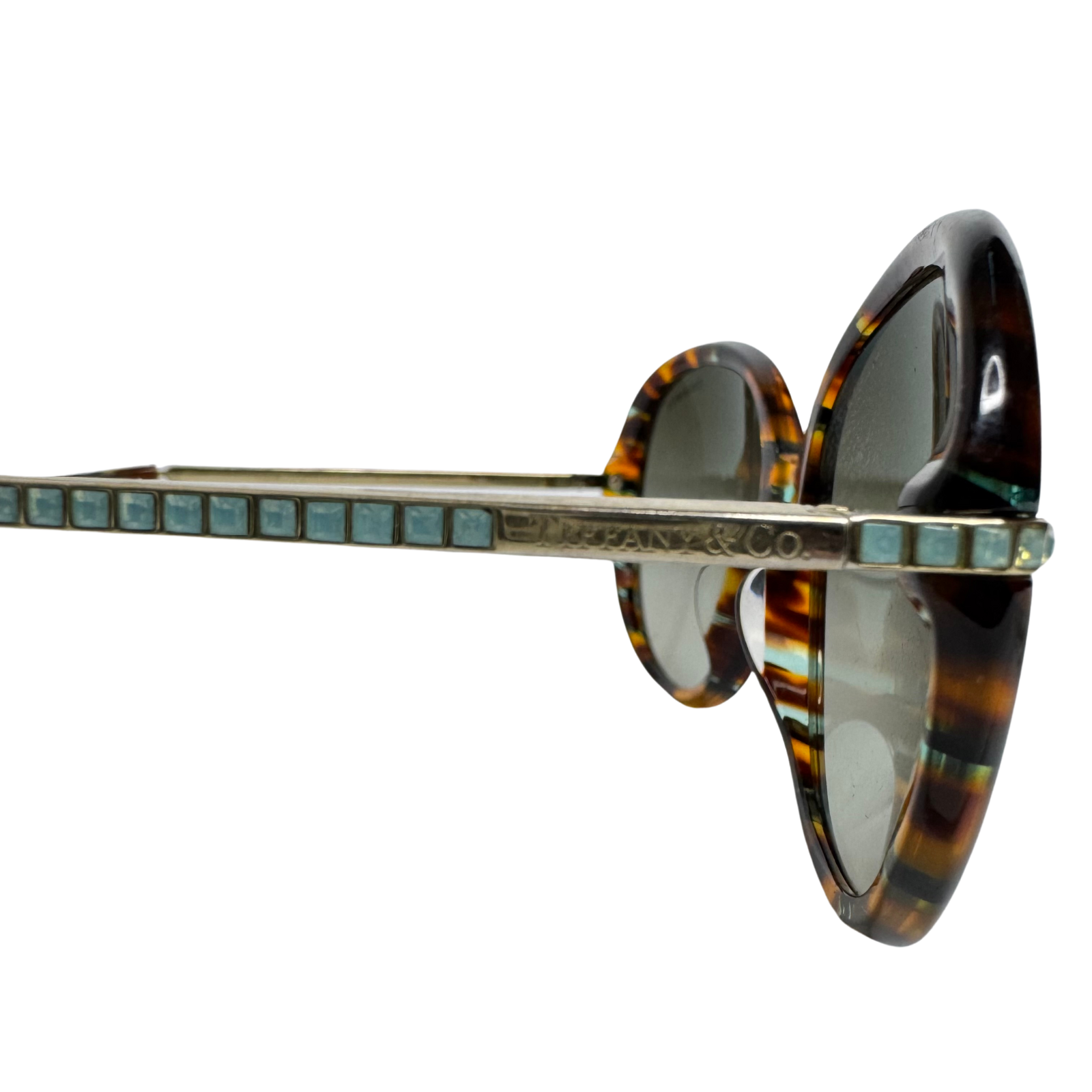 Tiffany & Co. Tortoiseshell Oversized Crystal Arm Sunglasses